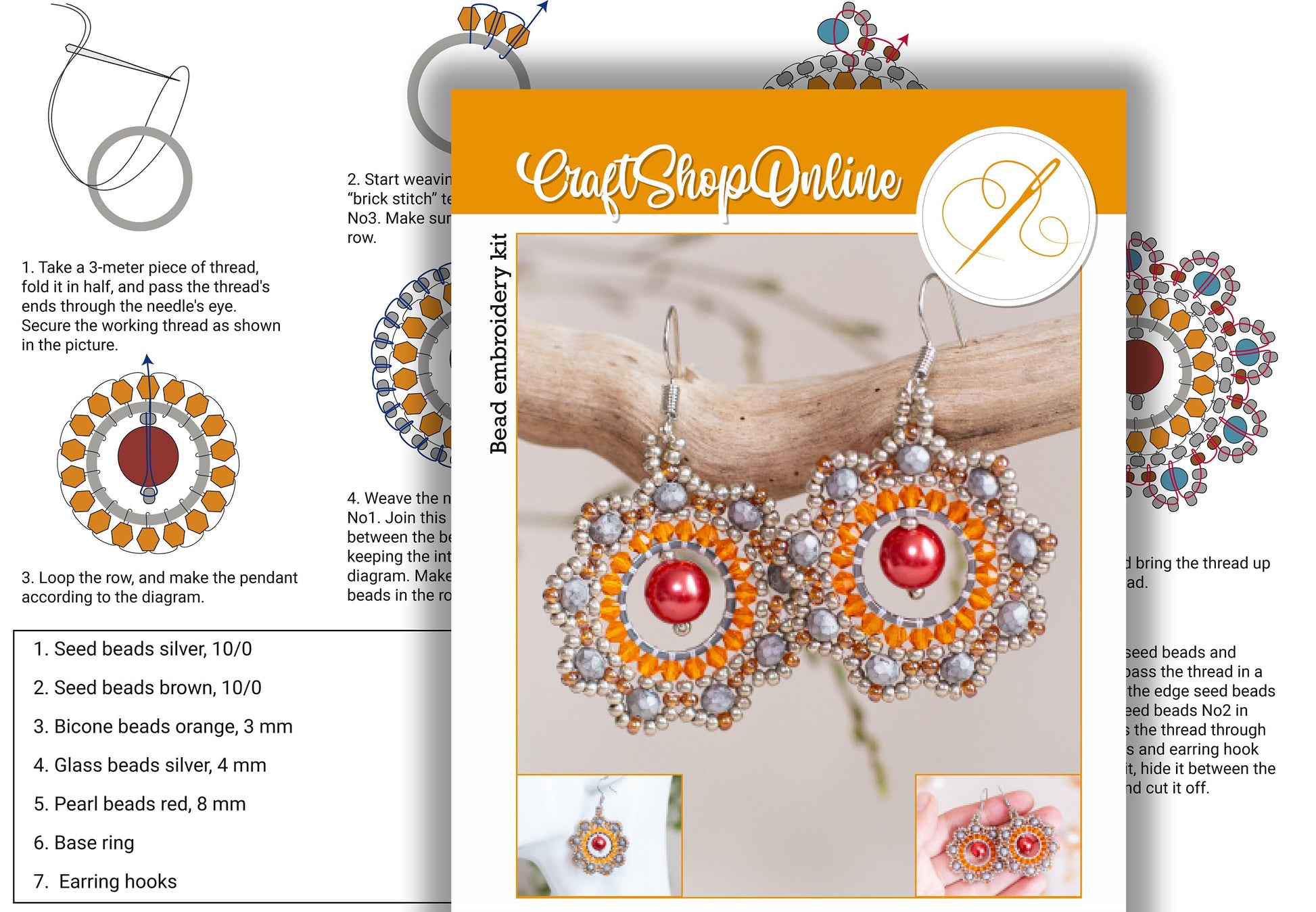 six pairs of earrings on a white surface