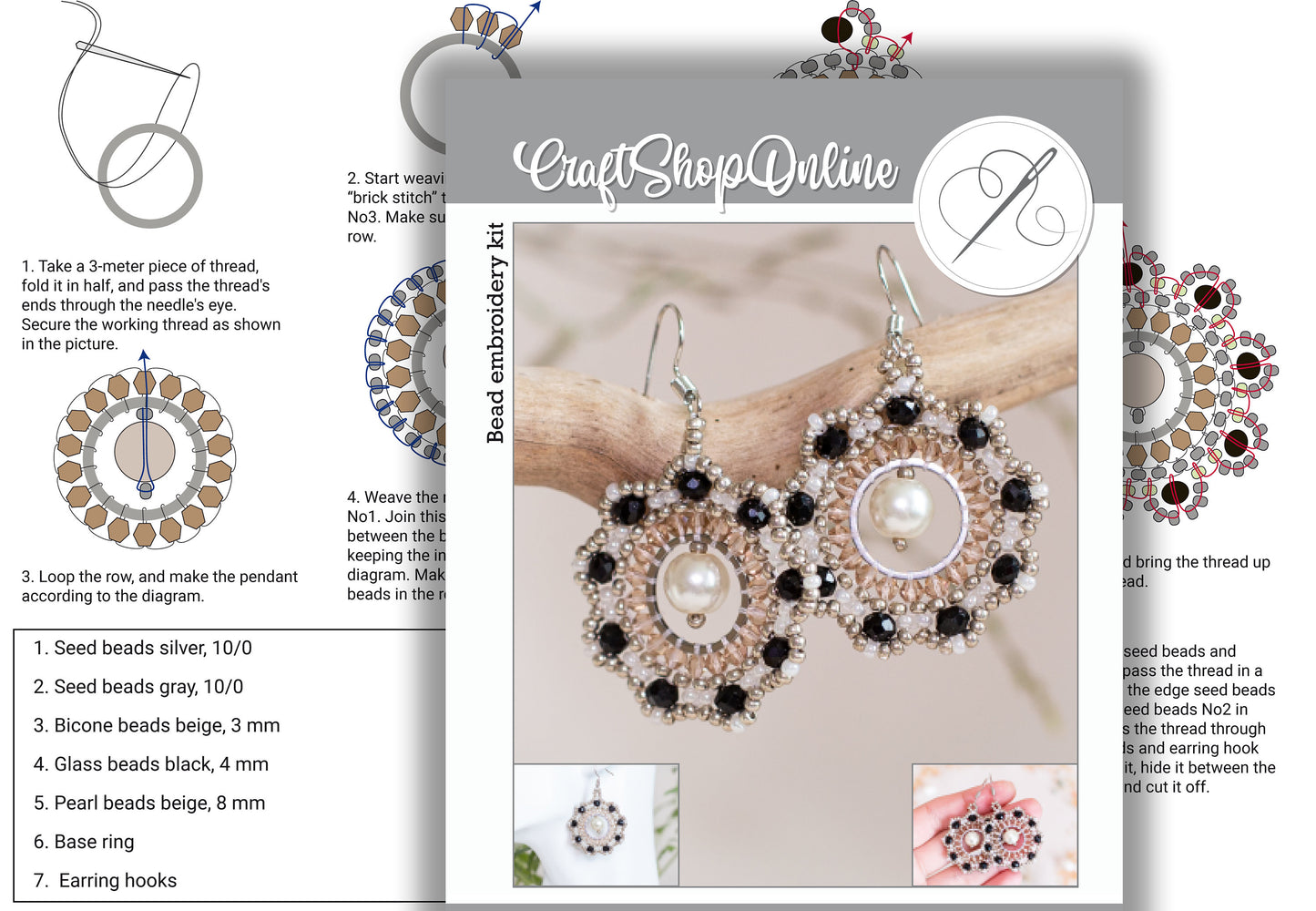 six pairs of earrings on a white surface