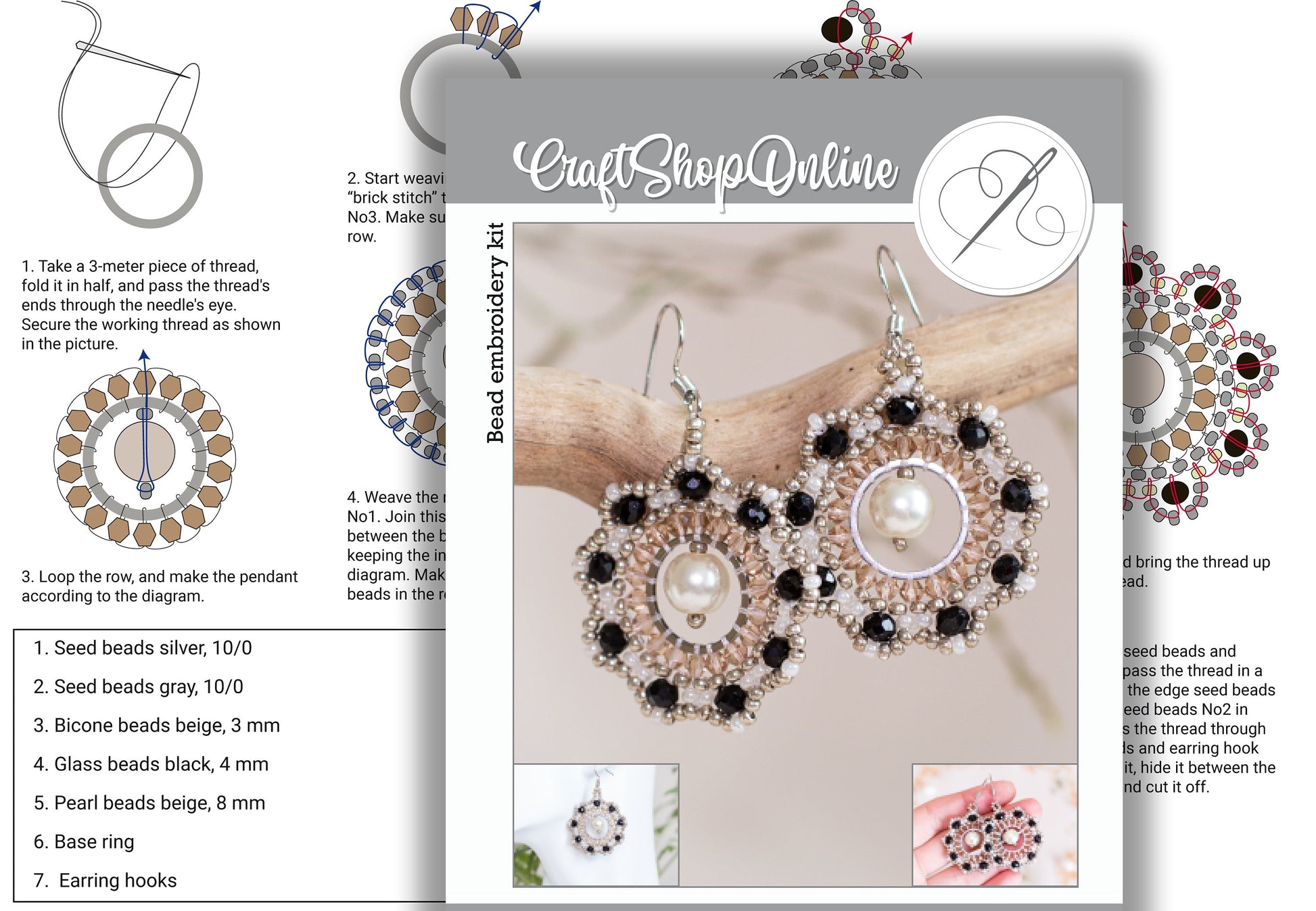 six pairs of earrings on a white surface