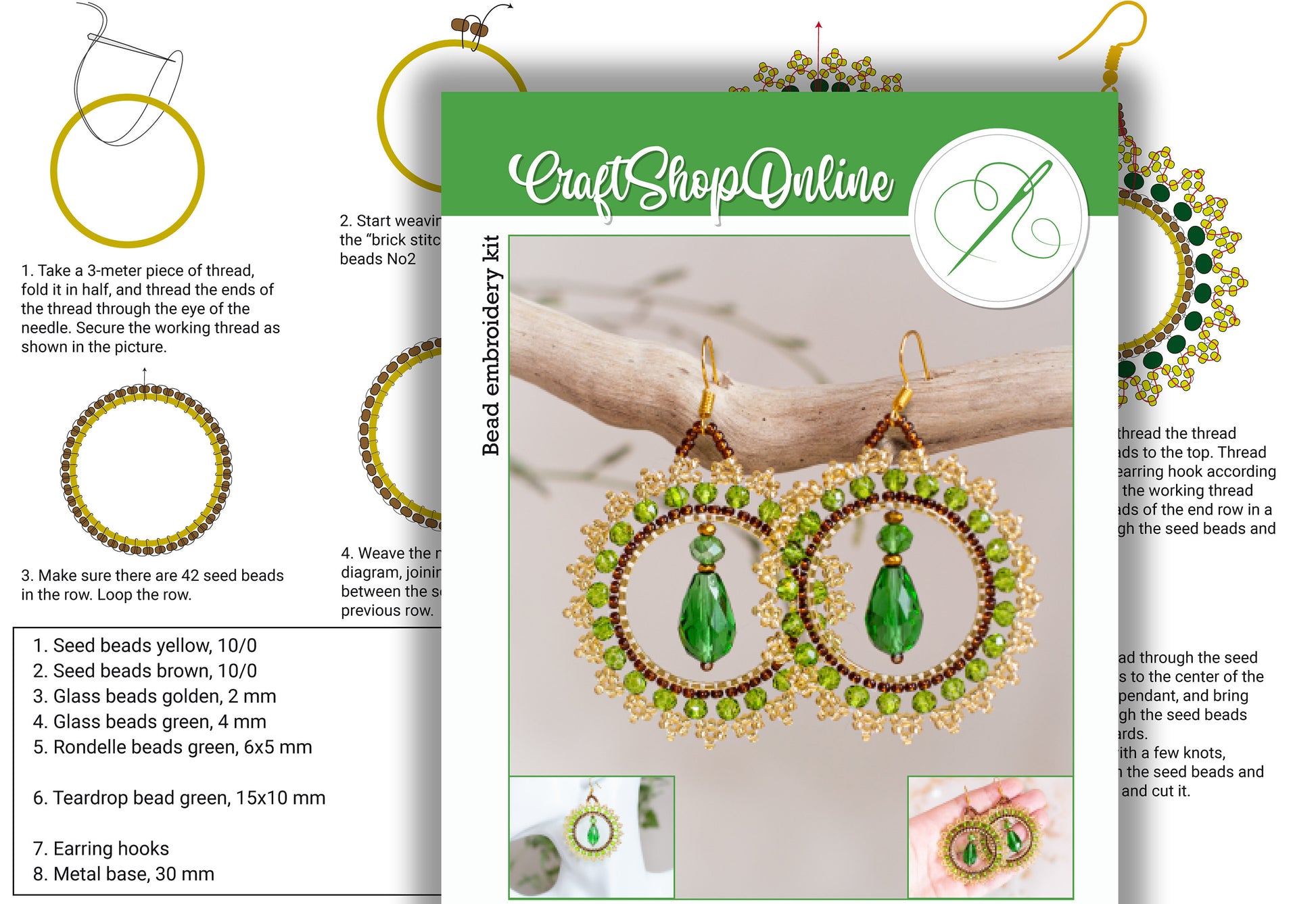 a series of pictures showing how to make beaded earrings