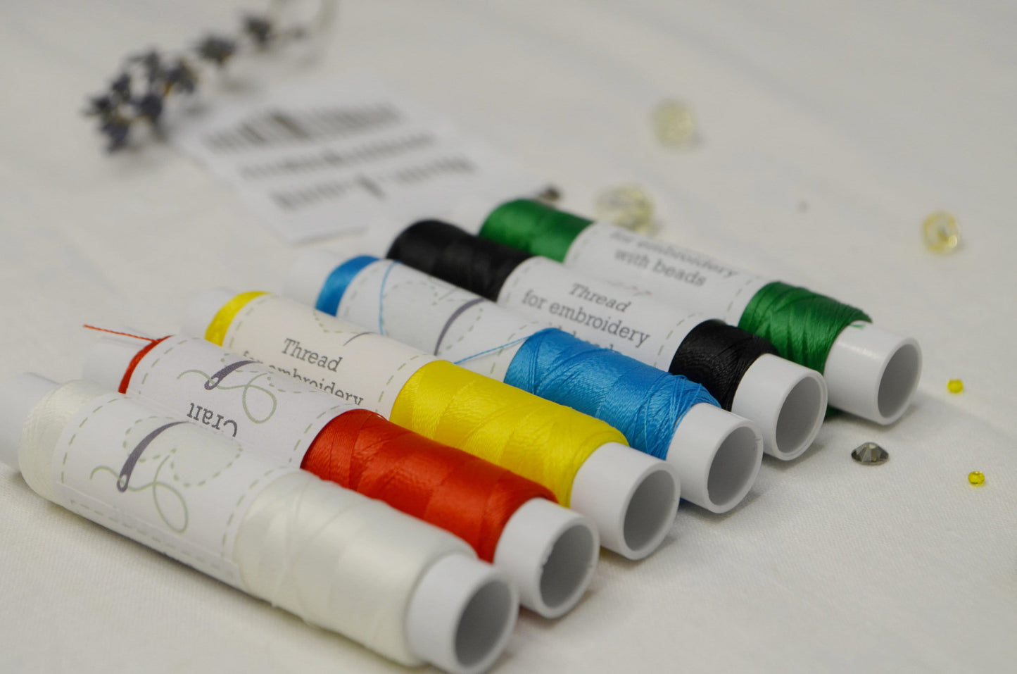 Yellow Thread 100m spools,100% polyester, Set of 5 or 10 pcs one colors, Beading embroidery threads, Sew-on rhinestones, Needlework material