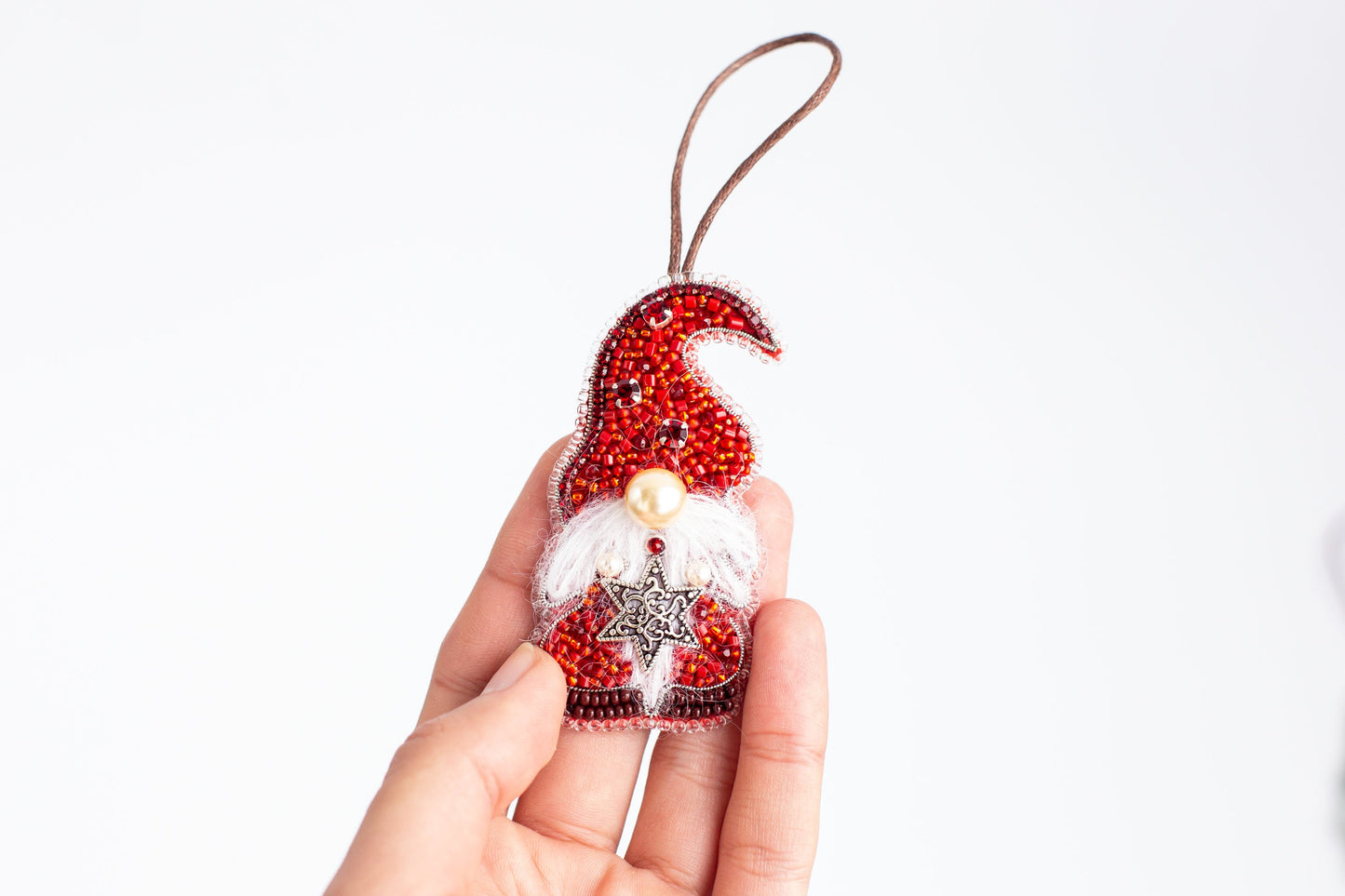 Christmas gnome Bead Embroidery kit. Seed Bead Brooch kit. DIY Craft kit. Beadweaving Kit. Needlework beading. Handmade Jewelry Making Kit