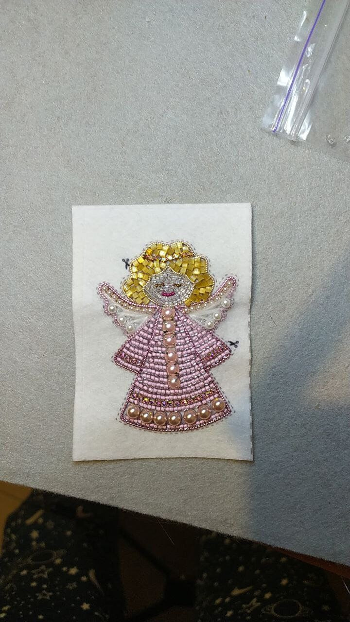 Christmas Angel Bead embroidery kit. Seed Bead Brooch kit. DIY Craft kit. Beadweaving Kit. Needlework beading