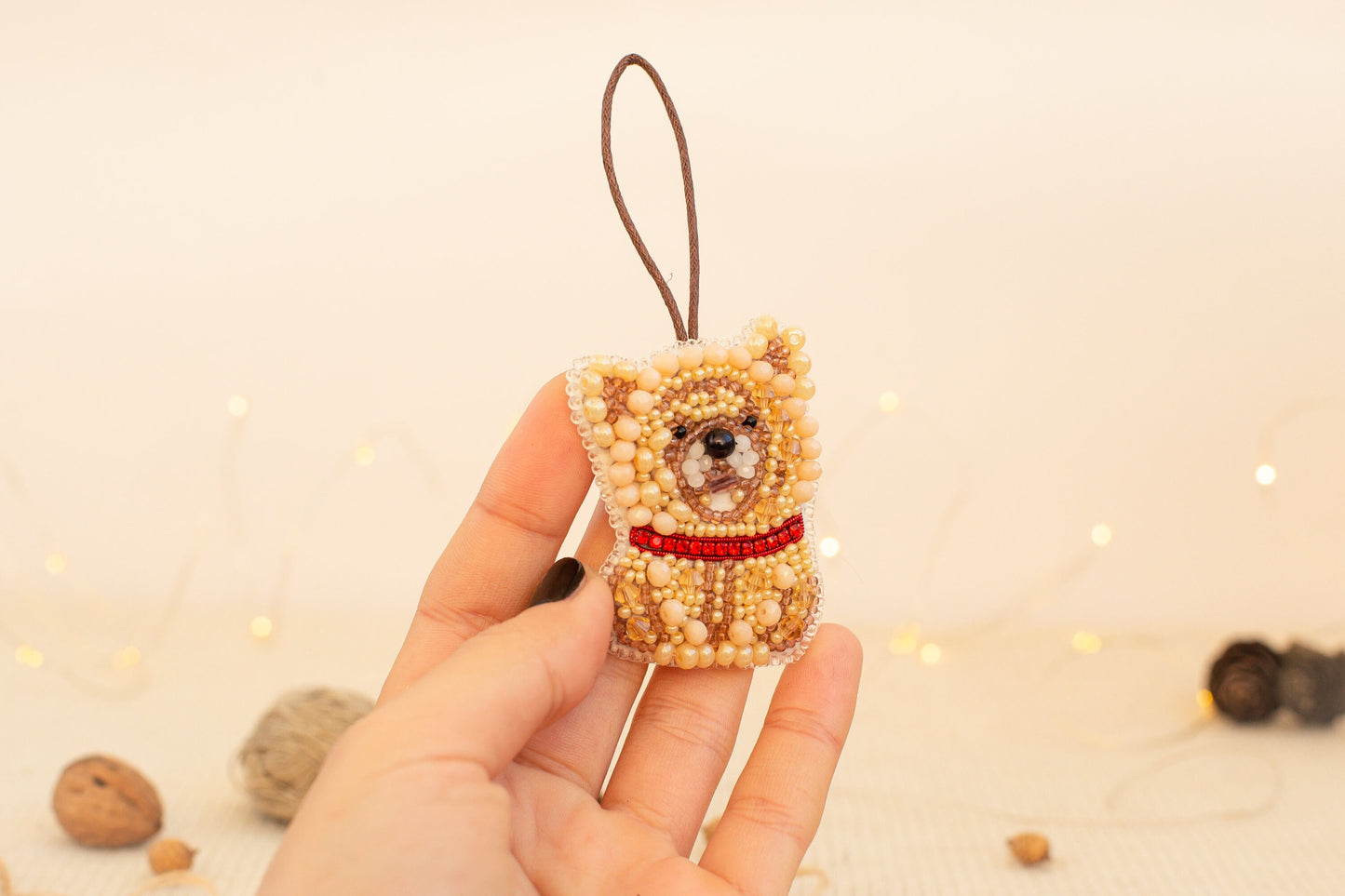 Chow Chow Dog Bead embroidery kit. Seed Bead Brooch kit. DIY Craft kit. Beadweaving Kit. Needlework beading. Handmade Jewelry Making Kit