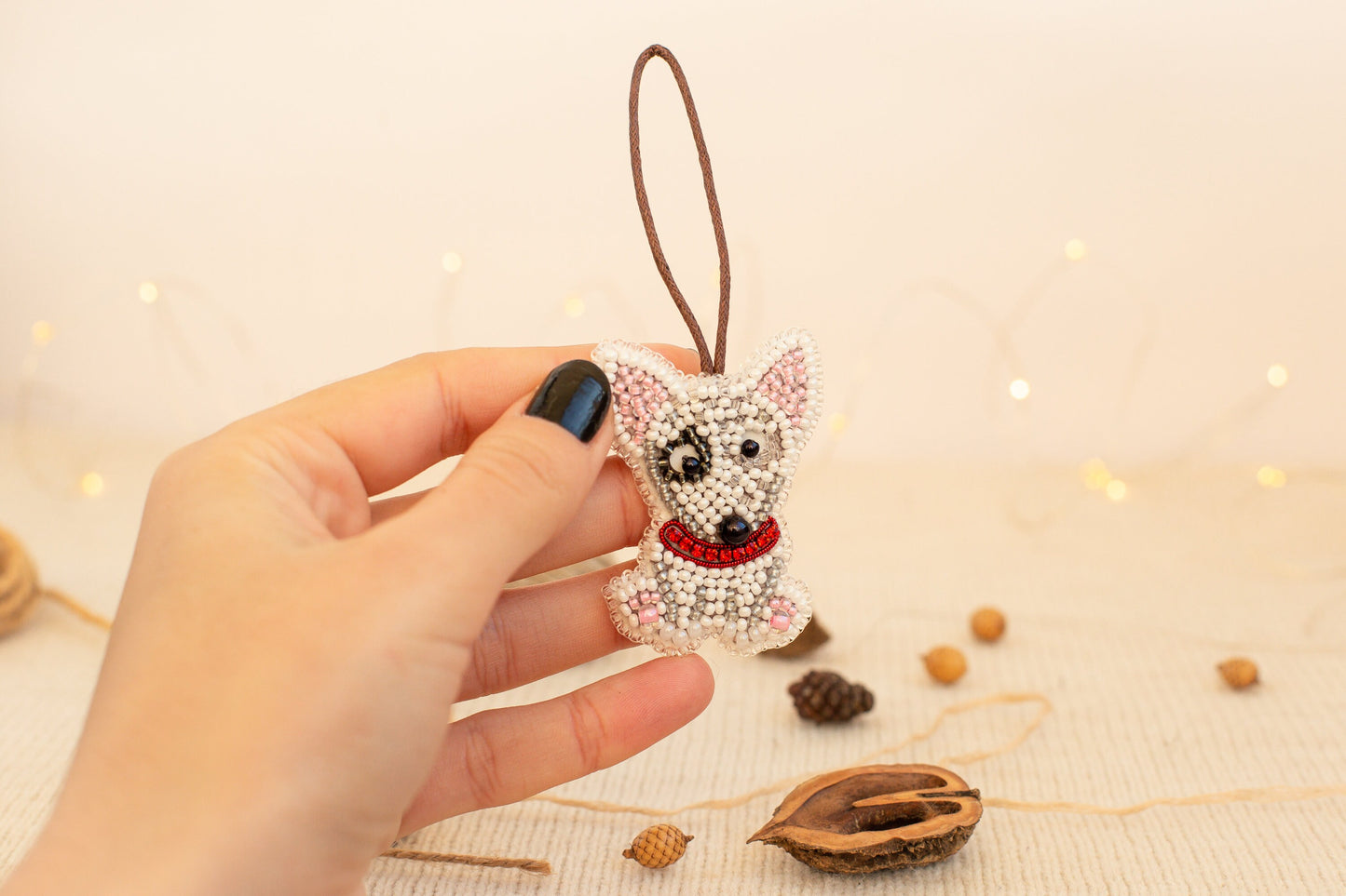 Bull Terrier Dog Bead embroidery kit. Seed Bead Brooch kit. DIY Craft kit. Beadweaving Kit. Needlework beading. Handmade Jewelry Making Kit