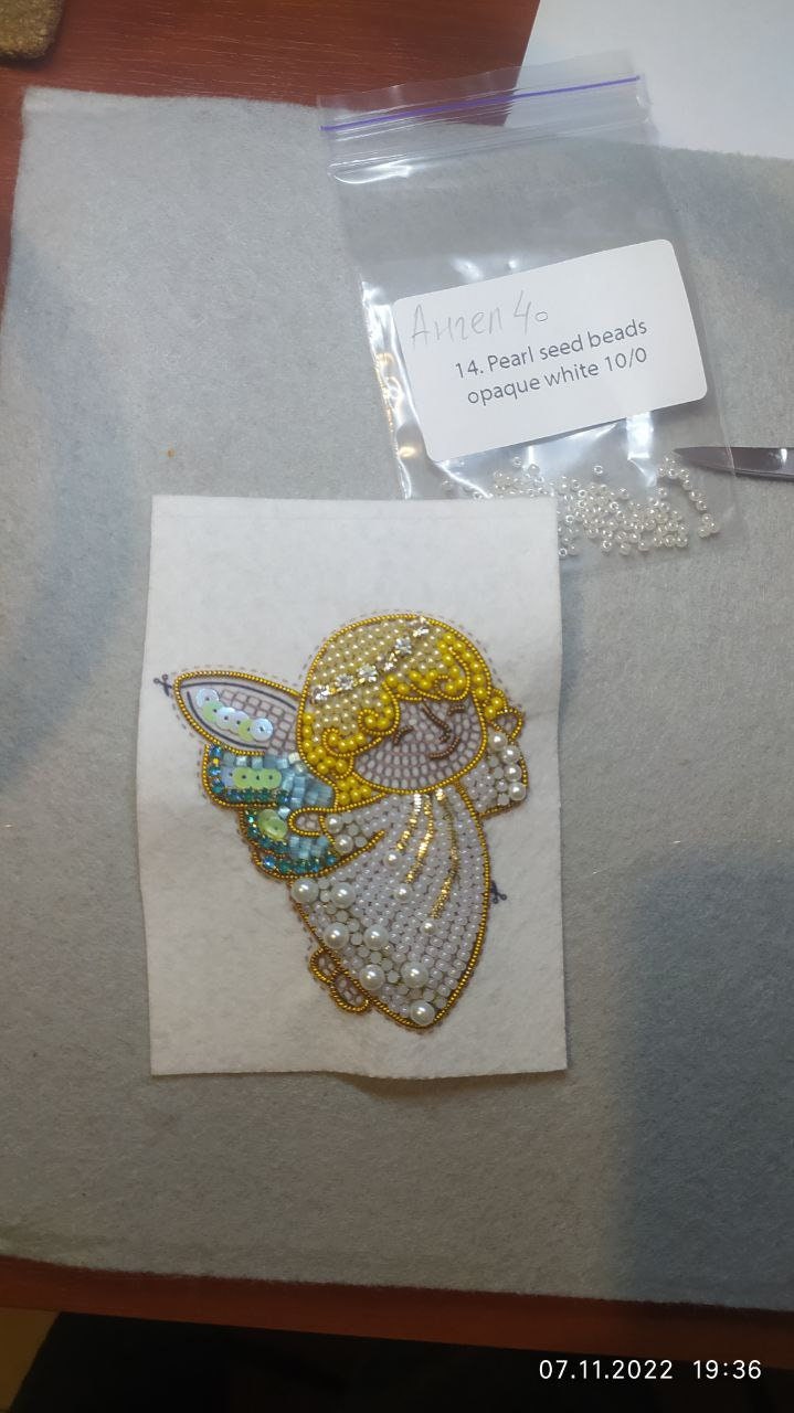 Christmas Angel Bead embroidery kit. Seed Bead Brooch kit. DIY Craft kit. Beadweaving Kit. Needlework beading