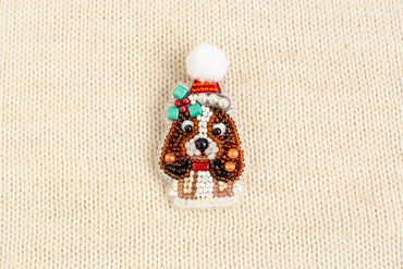 Christmas Dog Brooch Beading DIY Kit