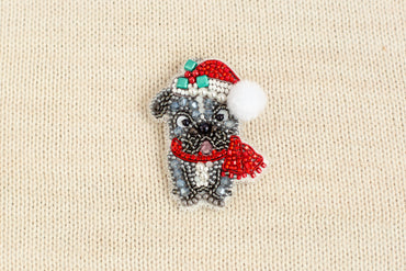 Christmas French Bulldog Brooch Beading DIY Kit