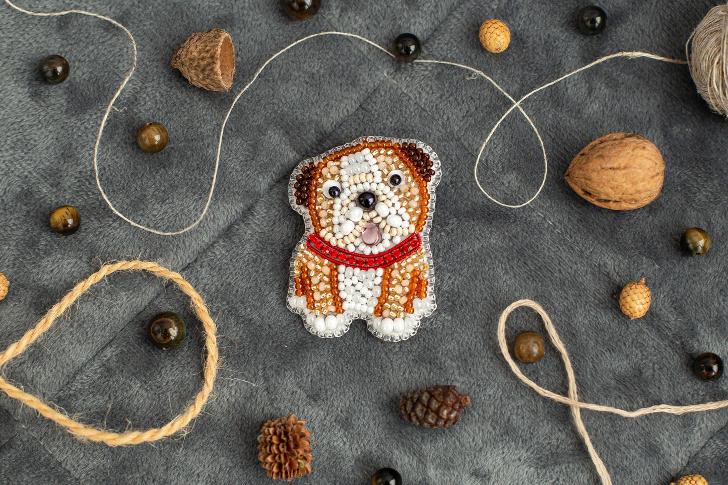 English Bulldog Bead embroidery kit. Seed Bead Brooch kit. DIY Craft kit. Beadweaving Kit. Needlework beading. Handmade Jewelry Making Kit