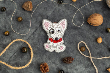 Bull Terrier Dog Brooch Beading DIY Kit