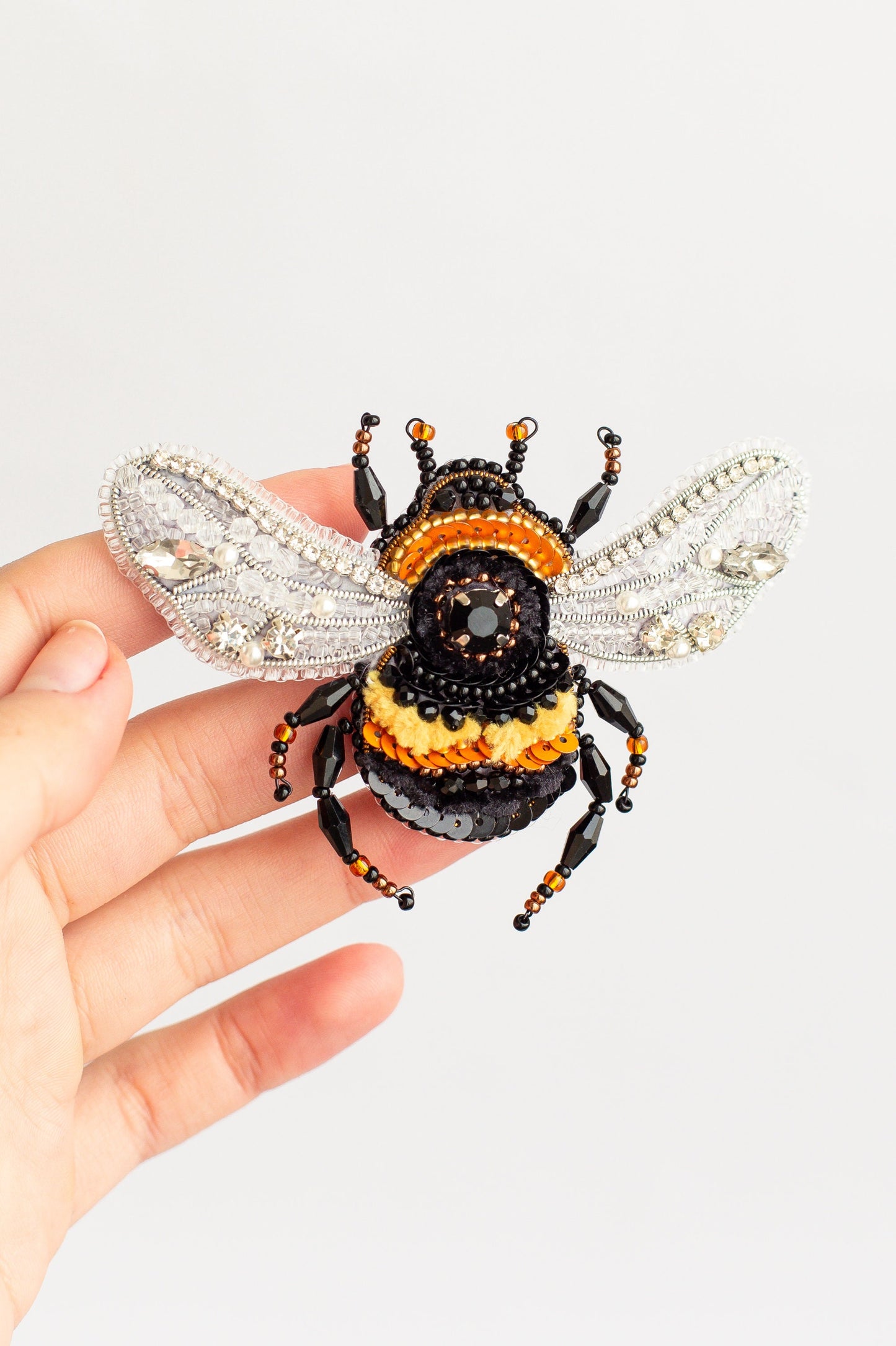Wasp, Bumblebee, Honey Bee Bead Embroidery kit. Seed Bead Brooch kit. DIY Craft kit. Beadweaving Kit. Needlework beading