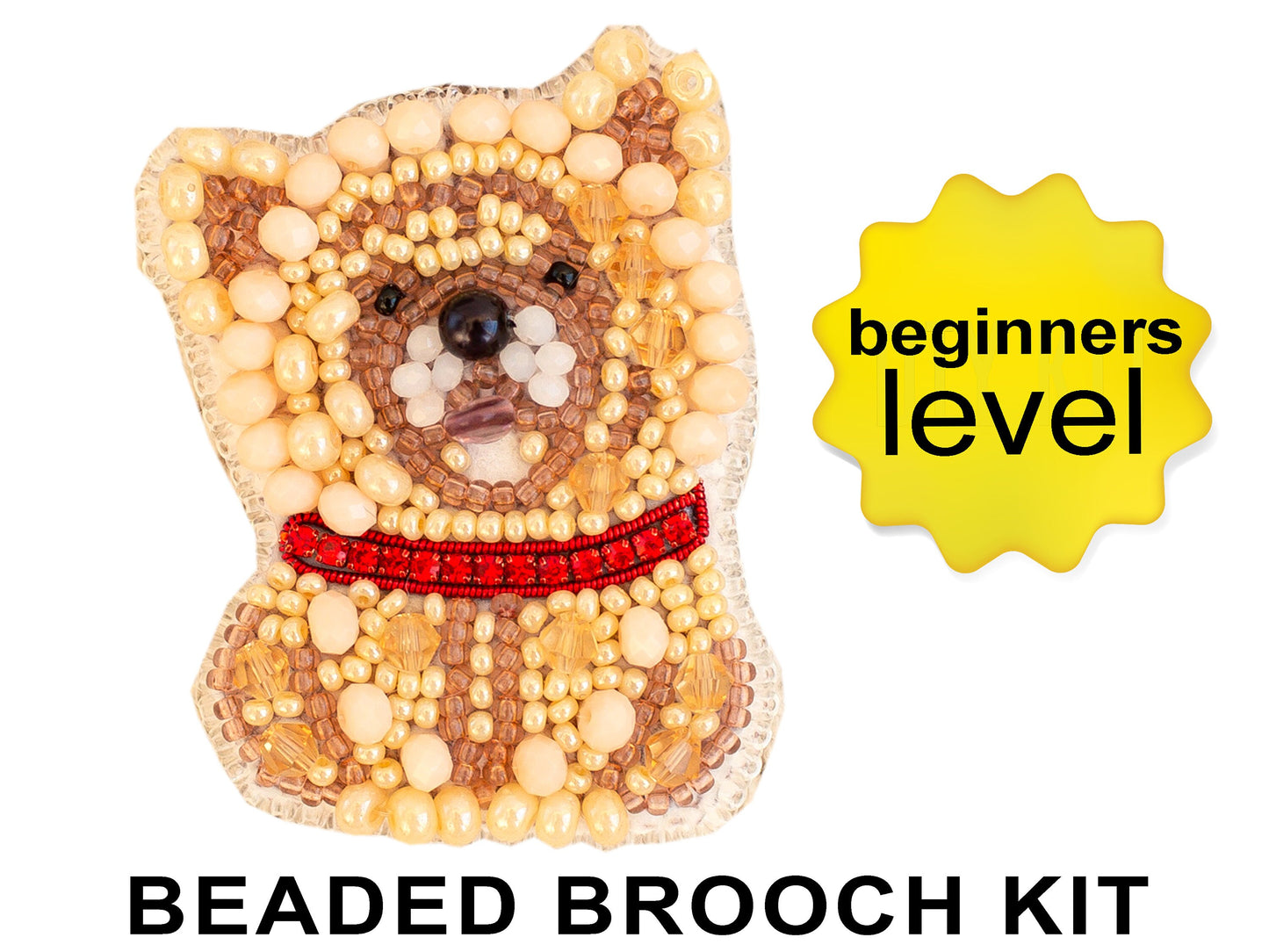 Chow Chow Dog Bead embroidery kit. Seed Bead Brooch kit. DIY Craft kit. Beadweaving Kit. Needlework beading. Handmade Jewelry Making Kit