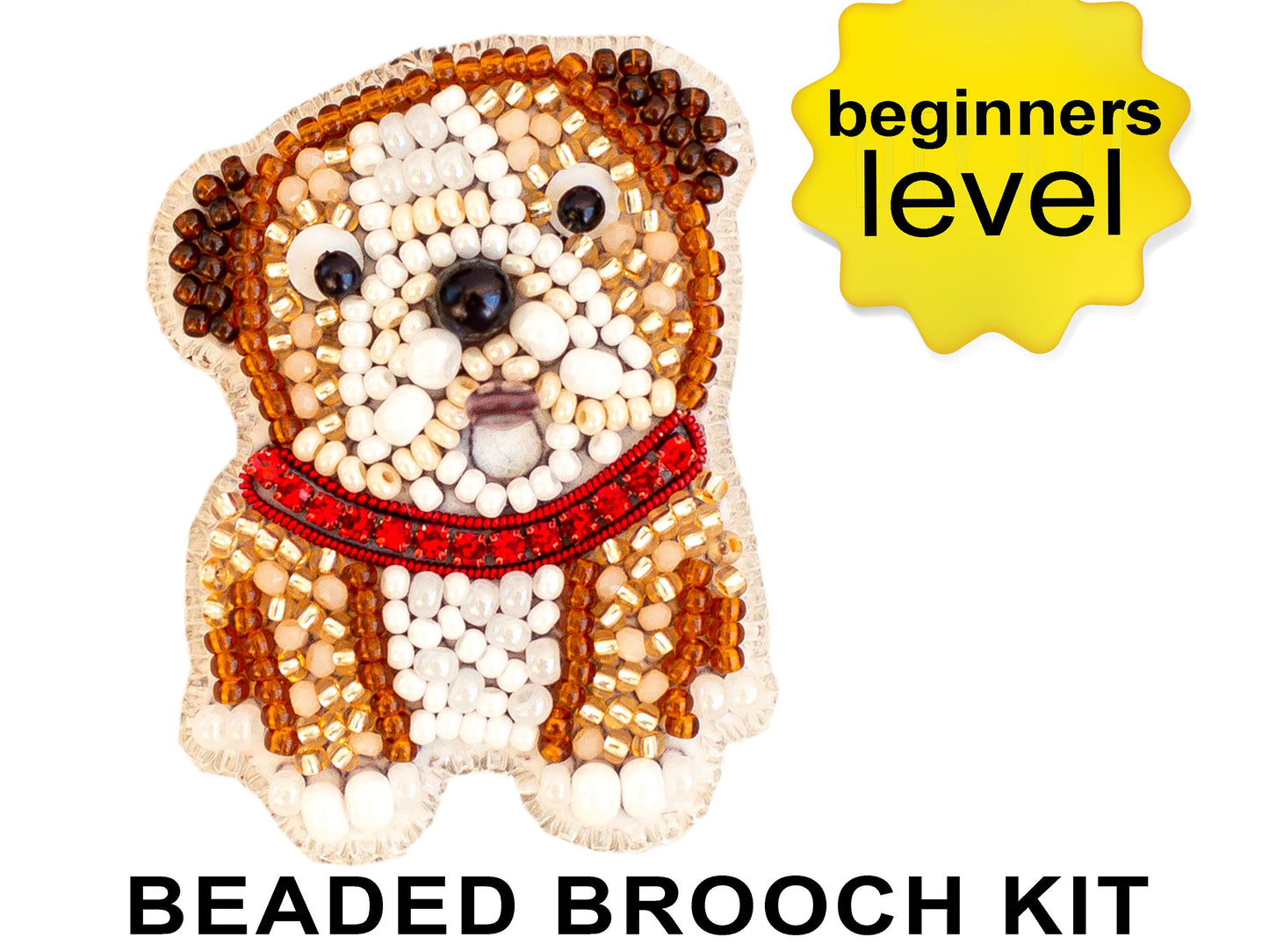 English Bulldog Bead embroidery kit. Seed Bead Brooch kit. DIY Craft kit. Beadweaving Kit. Needlework beading. Handmade Jewelry Making Kit