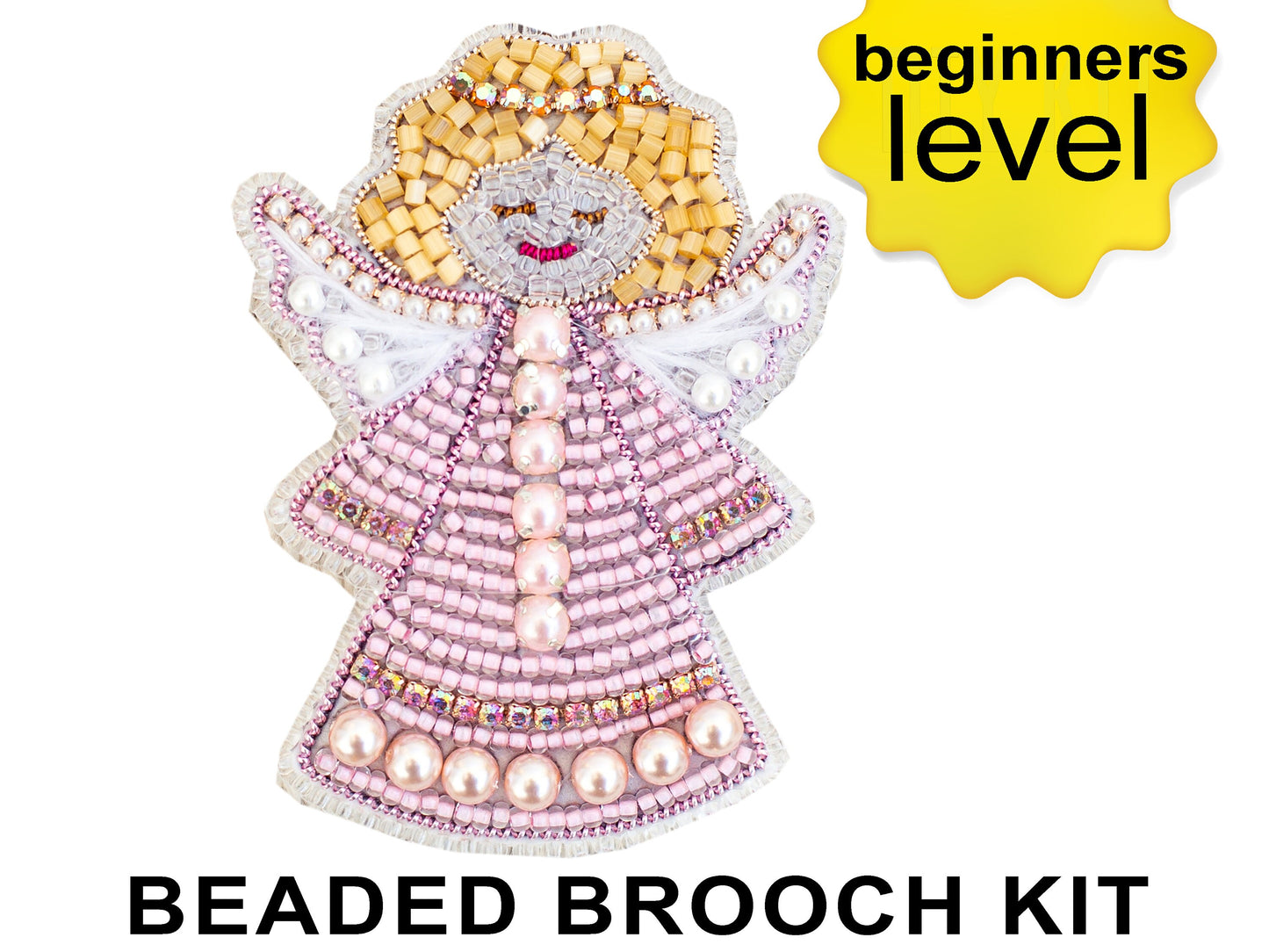 Christmas Angel Bead embroidery kit. Seed Bead Brooch kit. DIY Craft kit. Beadweaving Kit. Needlework beading