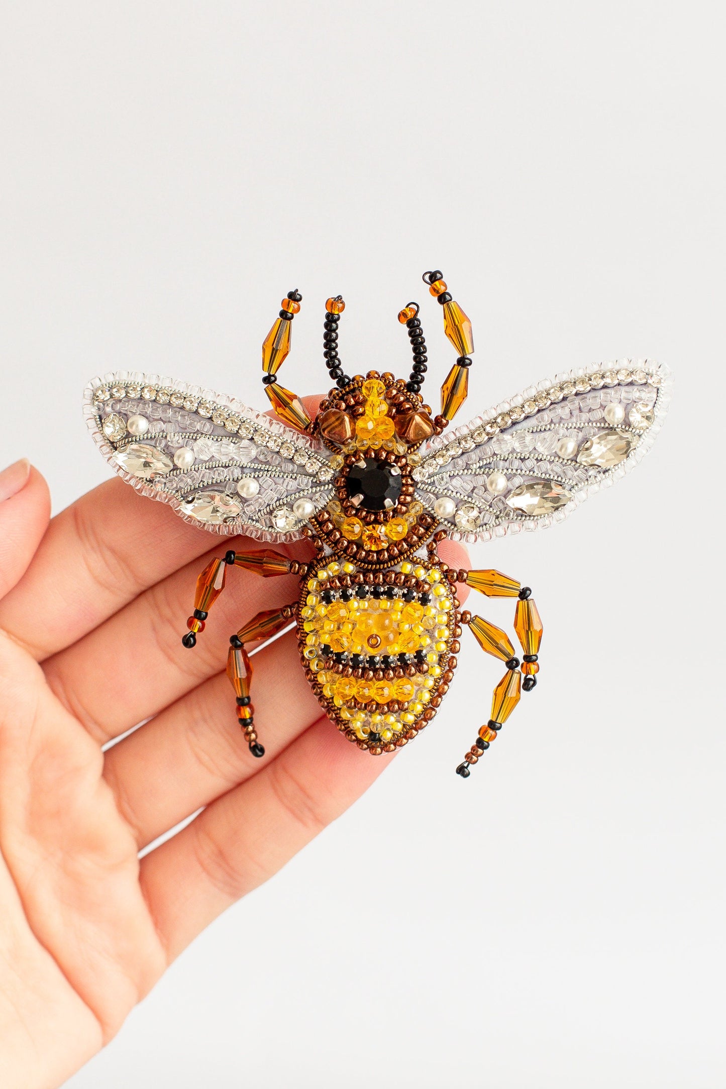 Wasp, Bumblebee, Honey Bee Bead Embroidery kit. Seed Bead Brooch kit. DIY Craft kit. Beadweaving Kit. Needlework beading