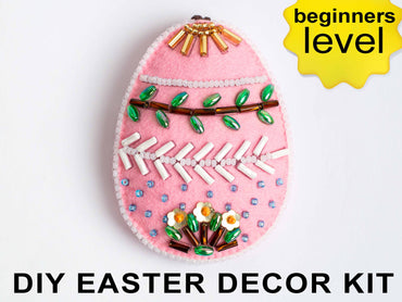 Pink Easter egg Brooch Beading DIY Kit