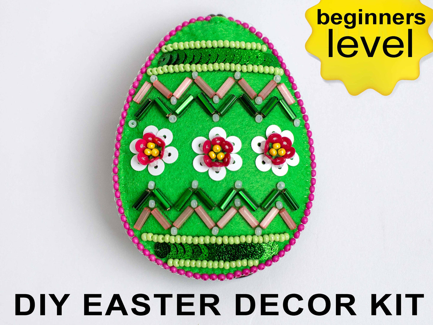 Easter egg Bead embroidery kit. Seed Bead Brooch kit. DIY Craft kit. Beading kit. Needlework beading. Handmade Jewelry Making Kit
