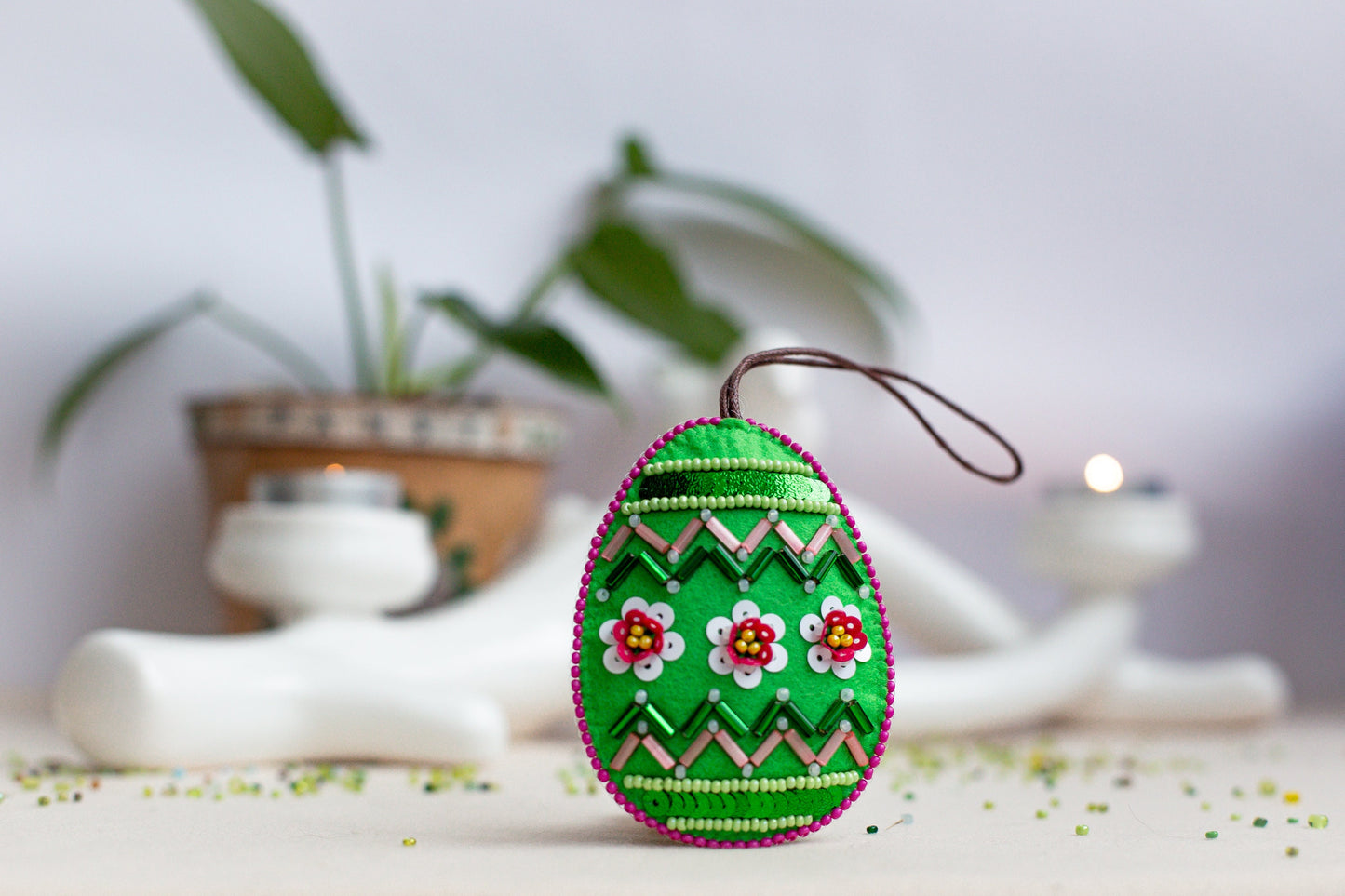 Easter egg Bead embroidery kit. Seed Bead Brooch kit. DIY Craft kit. Beading kit. Needlework beading. Handmade Jewelry Making Kit