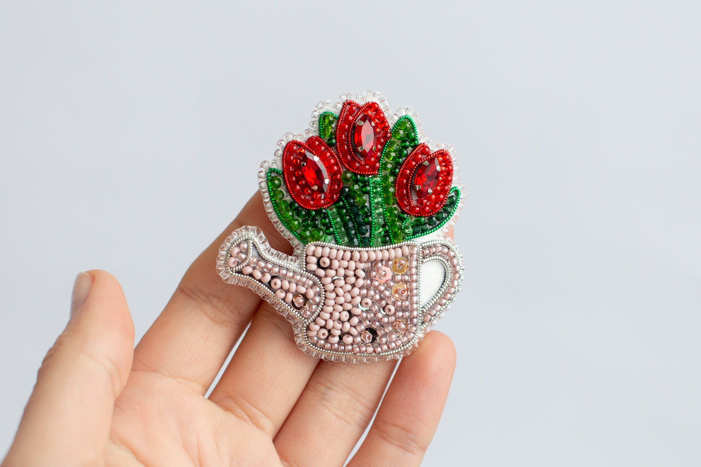 Set of 5 Spring Flowers DIY Beaded Brooches Kits, Craft kits, Beaded Flower Brooches, Jewelry Making Kits for Adults