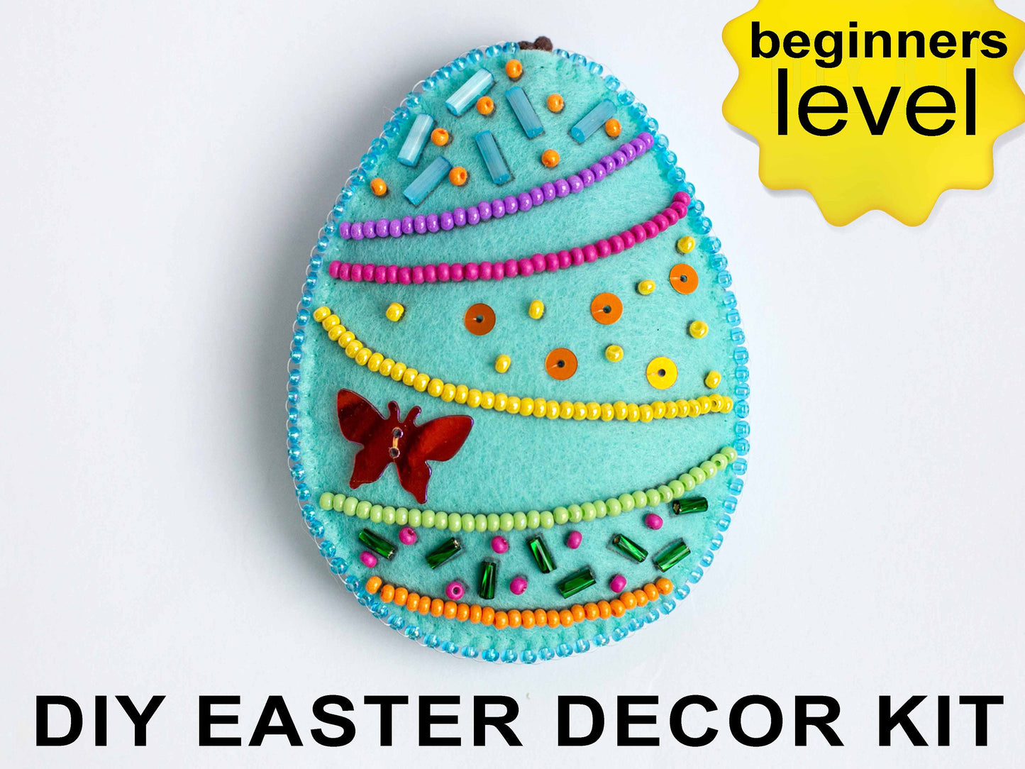 Easter Egg Bead embroidery kit. Seed Bead Brooch kit. DIY Craft kit. Beadweaving Kit. Needlework beading. Handmade Jewelry Making Kit