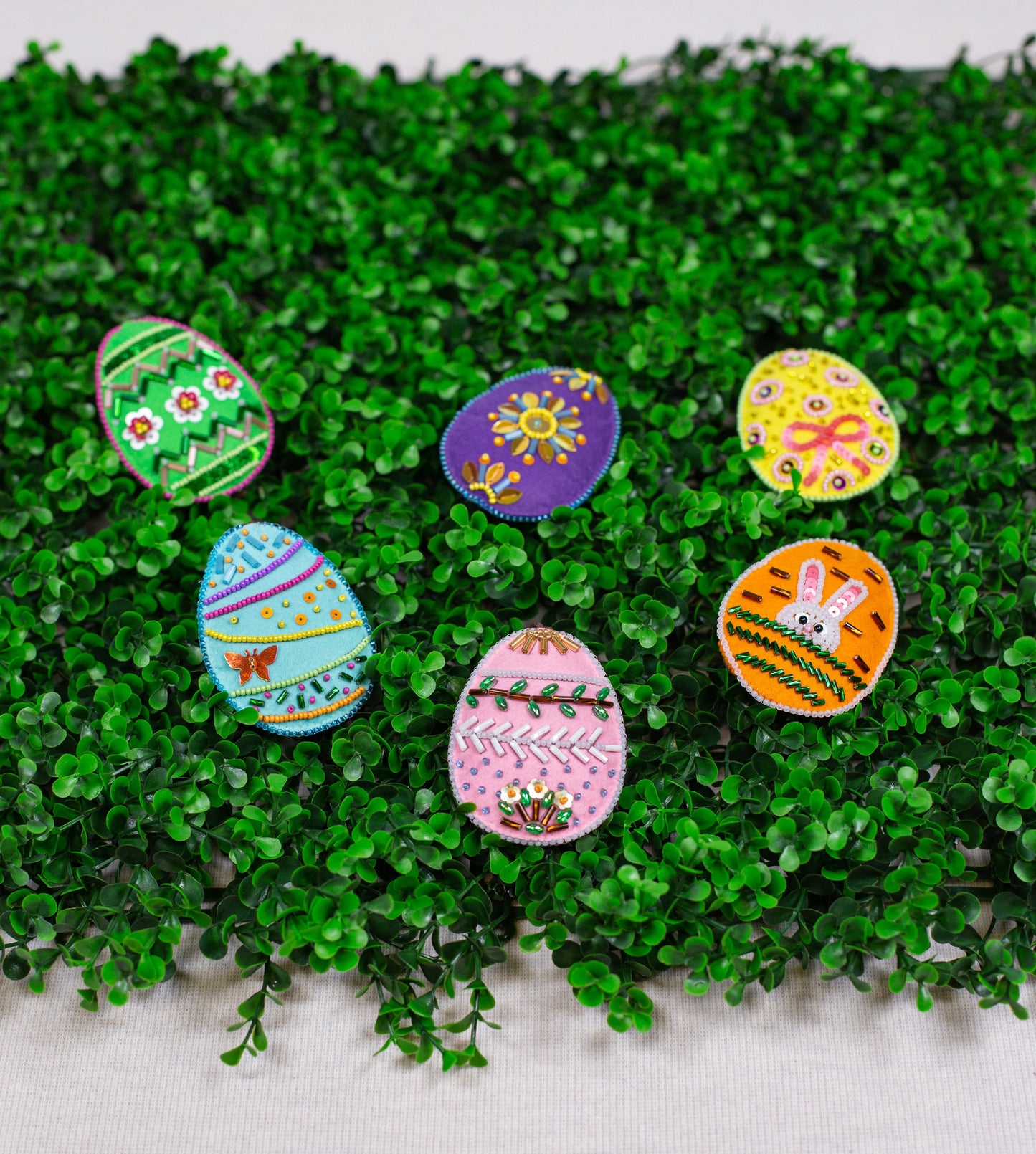 Set of 6 DIY Easter egg ornaments. Bead embroidery kits. DIY Craft kits. Beadweaving Kits. Needlework beading