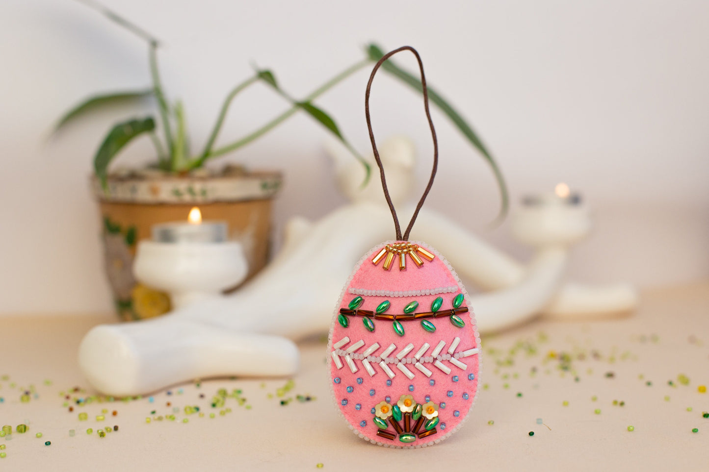 Easter egg Bead embroidery kit. Seed Bead Brooch kit. DIY Craft kit. Beading kit. Needlework beading. Handmade Jewelry Making Kit