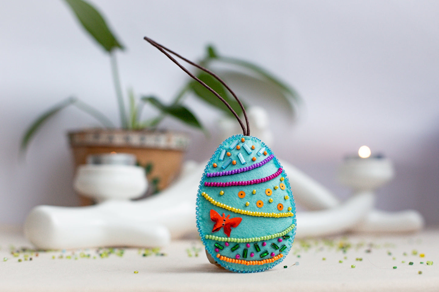 Easter Egg Bead embroidery kit. Seed Bead Brooch kit. DIY Craft kit. Beadweaving Kit. Needlework beading. Handmade Jewelry Making Kit