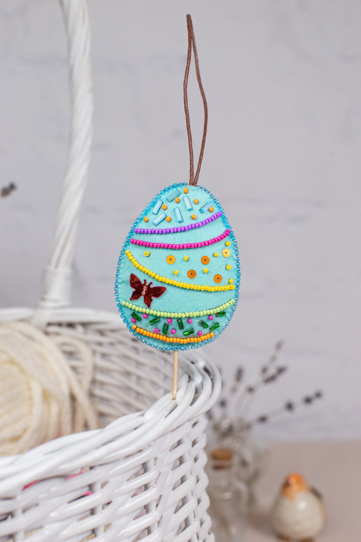 Easter Egg Bead embroidery kit. Seed Bead Brooch kit. DIY Craft kit. Beadweaving Kit. Needlework beading. Handmade Jewelry Making Kit