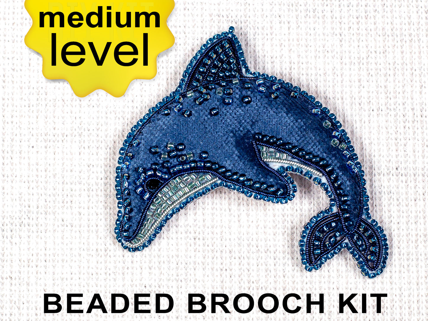 Dolphin Bead embroidery kit. Seed Bead Brooch kit. DIY Craft kit. Beadweaving Kit. Needlework beading. Handmade Jewelry Making Kit