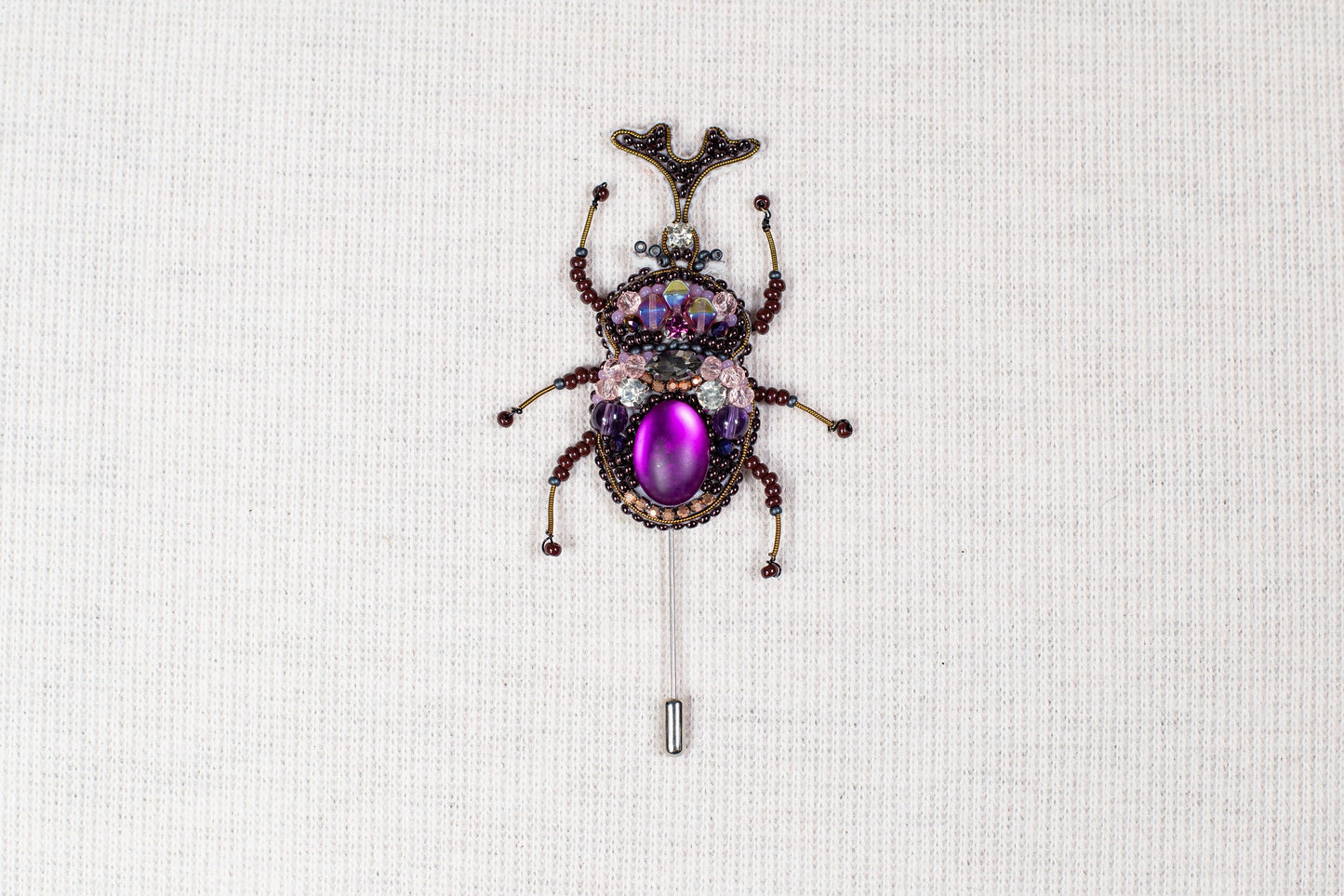 Rhinoceros Beetle Bead Embroidery kit. DYI Craft kit, bead brooch kit. Seed Bead Brooch kit. DIY Craft kit. Beadweaving Kit.