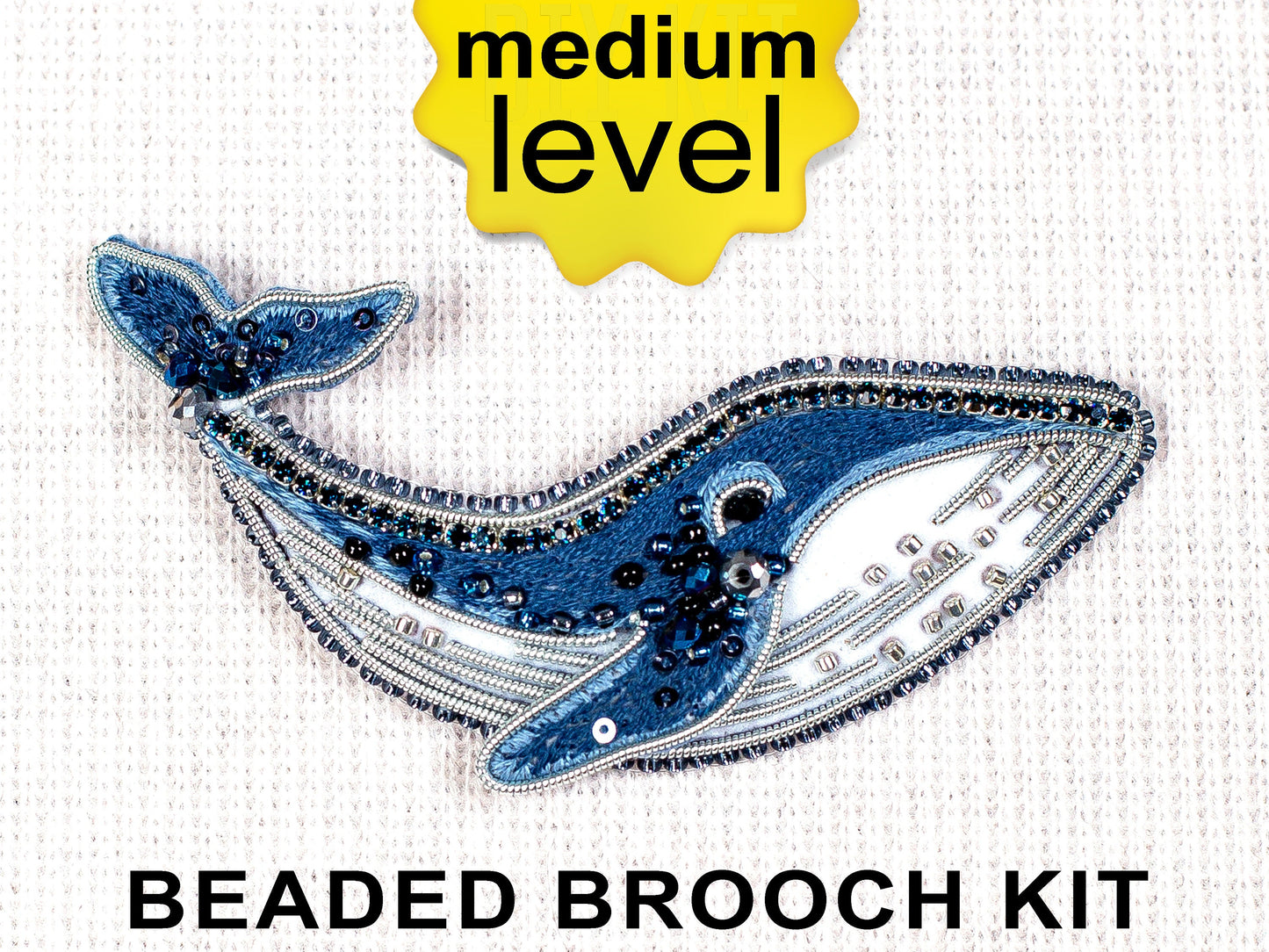 Blue Whale Bead embroidery kit. Seed Bead Brooch kit. DIY Craft kit. Beadweaving Kit. Needlework beading. Handmade Jewelry Making Kit