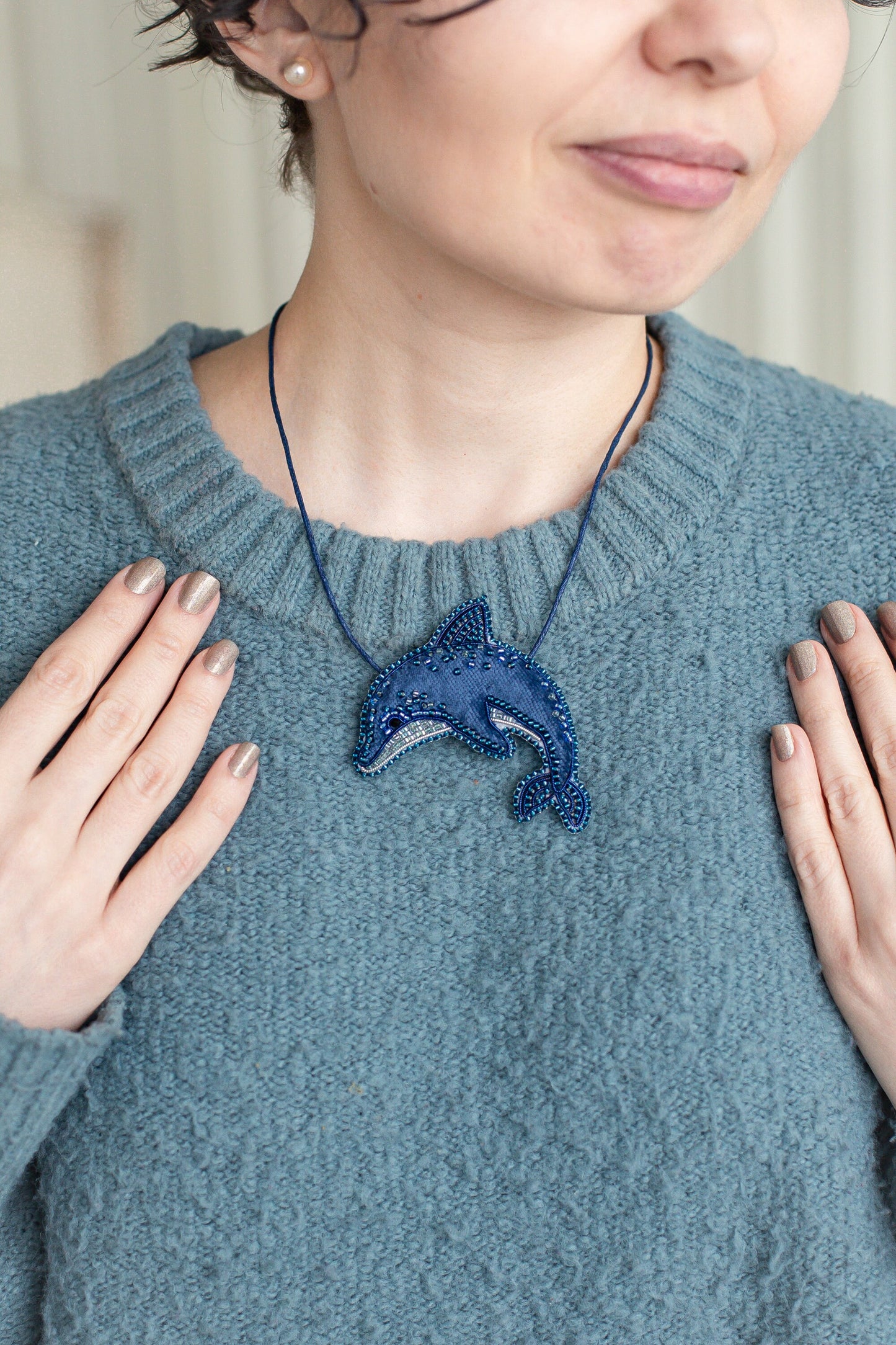 Dolphin Bead embroidery kit. Seed Bead Brooch kit. DIY Craft kit. Beadweaving Kit. Needlework beading. Handmade Jewelry Making Kit