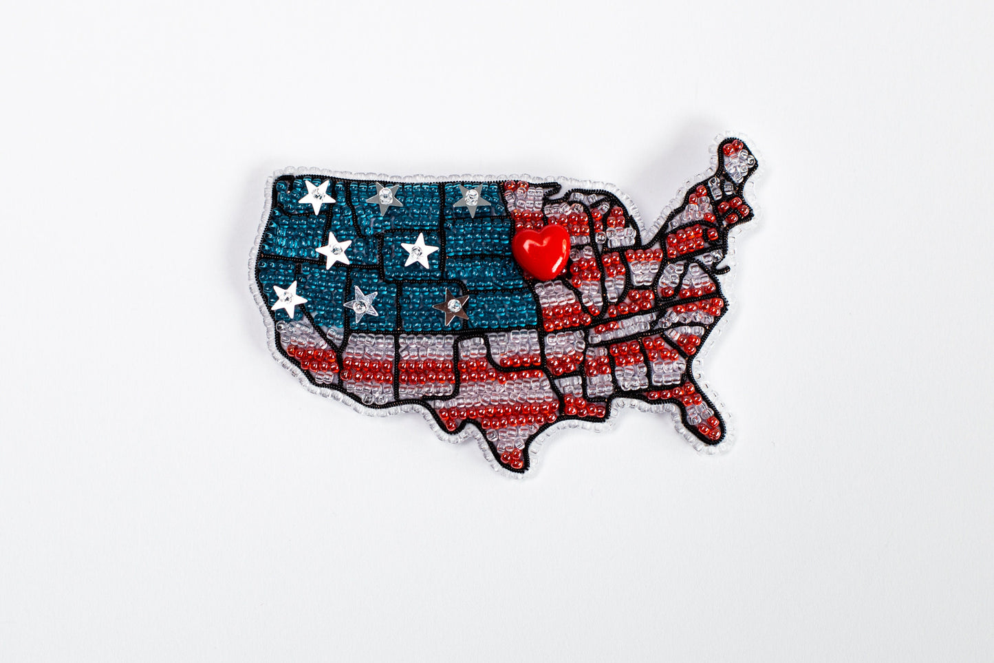 USA Map Bead embroidery kit. Seed Bead Brooch kit. DIY Craft kit. Beadweaving Kit. Needlework beading. Handmade Jewelry Making Kit