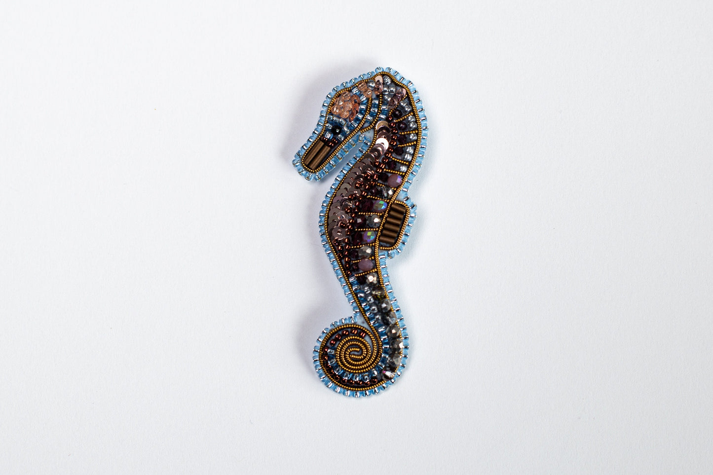 Seahorse Bead Embroidery kit. DIY Beaded Brooch Kit. Sea Horse Pendant. Seed Bead Brooch kit. DIY Craft kit. Beadweaving Kit.