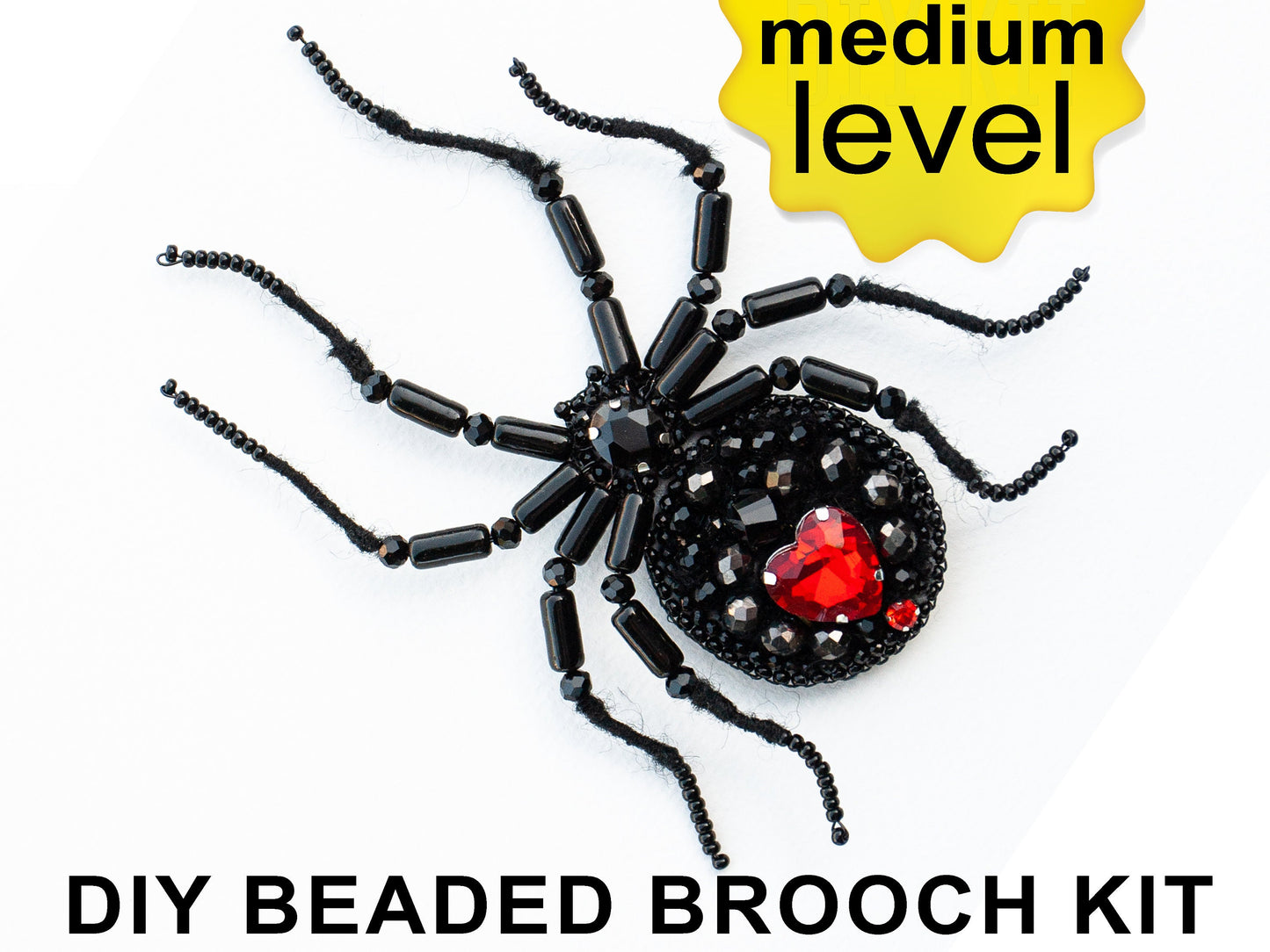 Black Widow Spider DIY Bead Embroidery Kit. Seed Bead Brooch kit. DIY Craft kit. Beadweaving Kit. Needlework beading