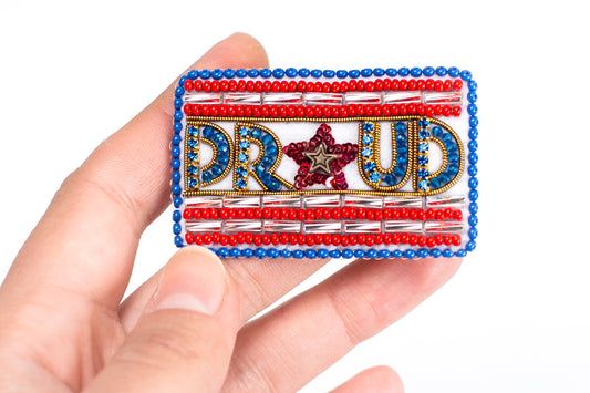 4th July Bead Embroidery Kit. Seed Bead Brooch kit. DIY Craft kit. Beadweaving Kit. Needlework beading. Handmade Jewelry Making Kit