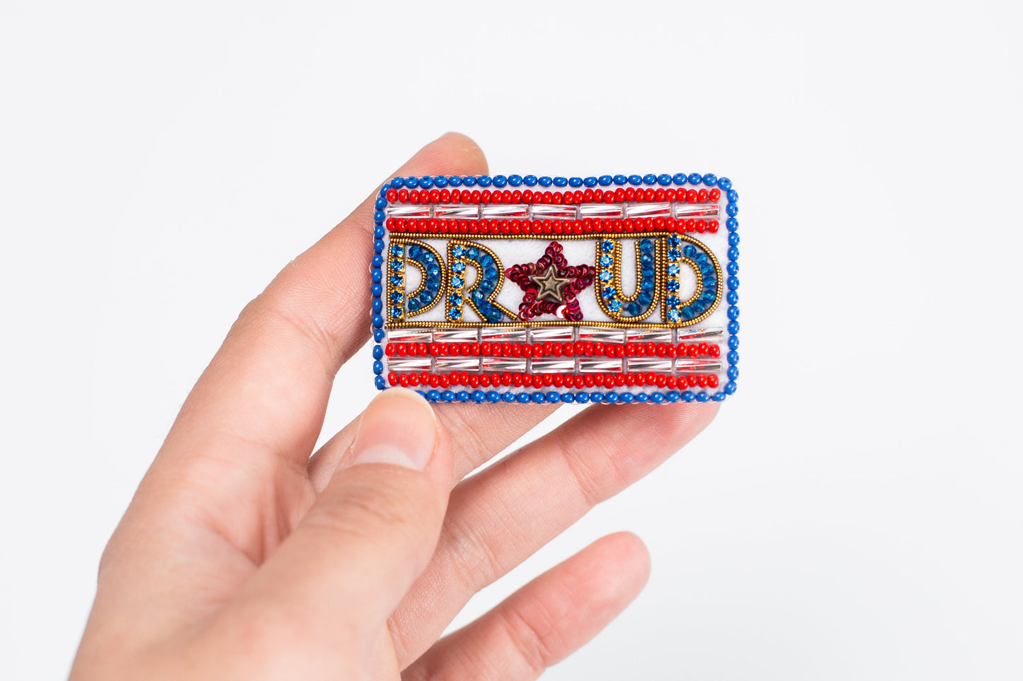 4th July Bead Embroidery Kit. Seed Bead Brooch kit. DIY Craft kit. Beadweaving Kit. Needlework beading. Handmade Jewelry Making Kit