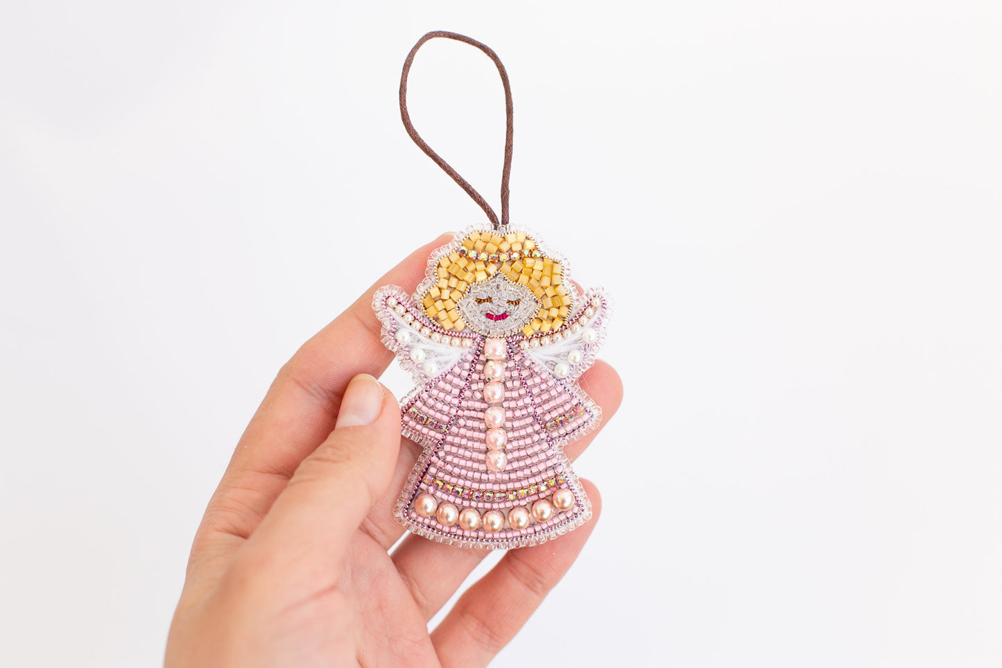 Christmas Angel Bead embroidery kit. Seed Bead Brooch kit. DIY Craft kit. Beadweaving Kit. Needlework beading