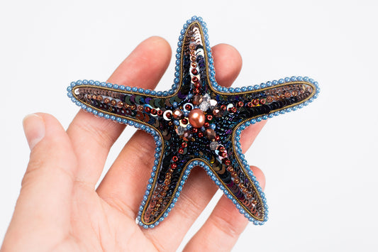 Starfish Bead Embroidery kit. DIY brooch kit. Starfish Pendant. Seed Bead Brooch kit. DIY Craft kit. Beadweaving Kit. Needlework beading