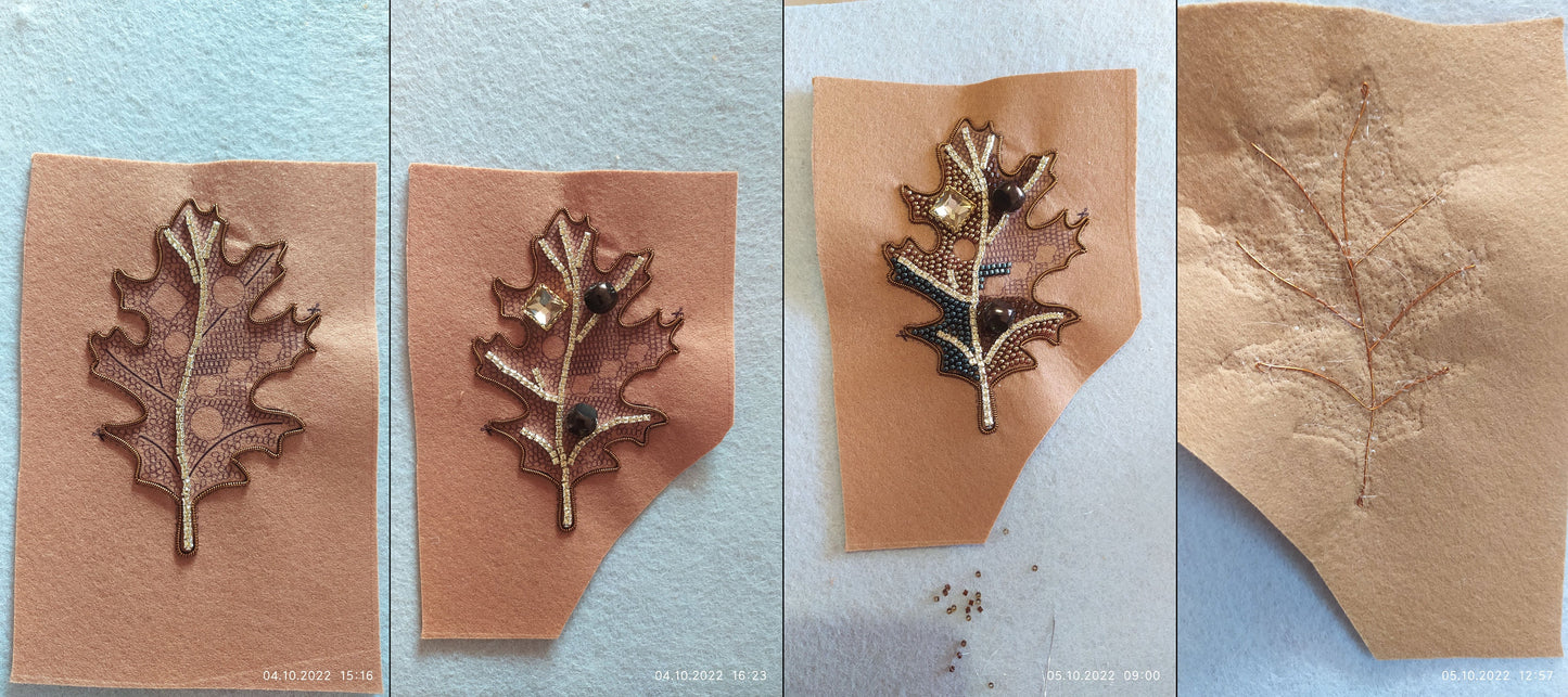 Oak Leaf Bead embroidery kit. Seed Bead Brooch kit. DIY Craft kit. Beading kit. Needlework beading. Handmade Jewelry Making Kit