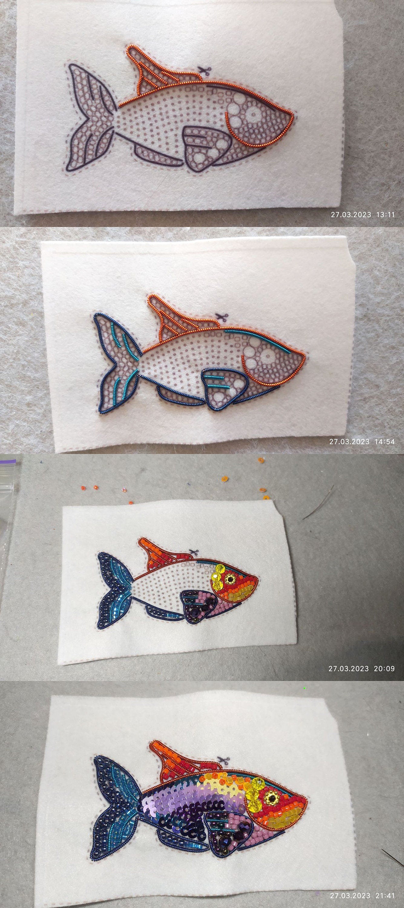 Rainbow Fish Bead embroidery kit. Seed Bead Brooch kit. DIY Craft kit. Beadweaving Kit. Needlework beading. Handmade Jewelry Making Kit