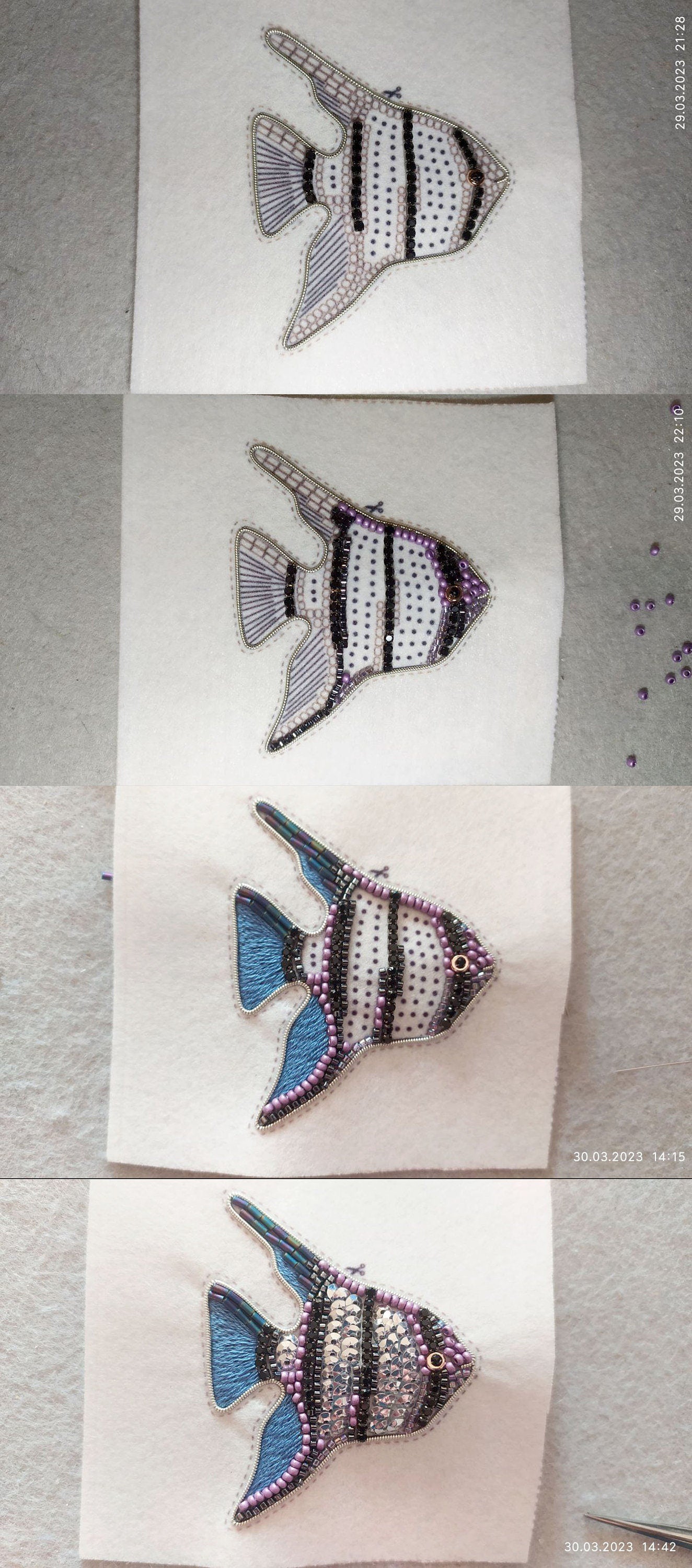 Angelfish Bead embroidery kit. Seed Bead Brooch kit. DIY Craft kit. Beadweaving Kit. Needlework beading. Handmade Jewelry Making Kit