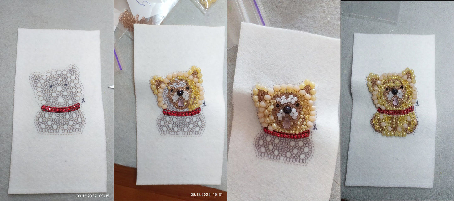 Chow Chow Dog Bead embroidery kit. Seed Bead Brooch kit. DIY Craft kit. Beadweaving Kit. Needlework beading. Handmade Jewelry Making Kit