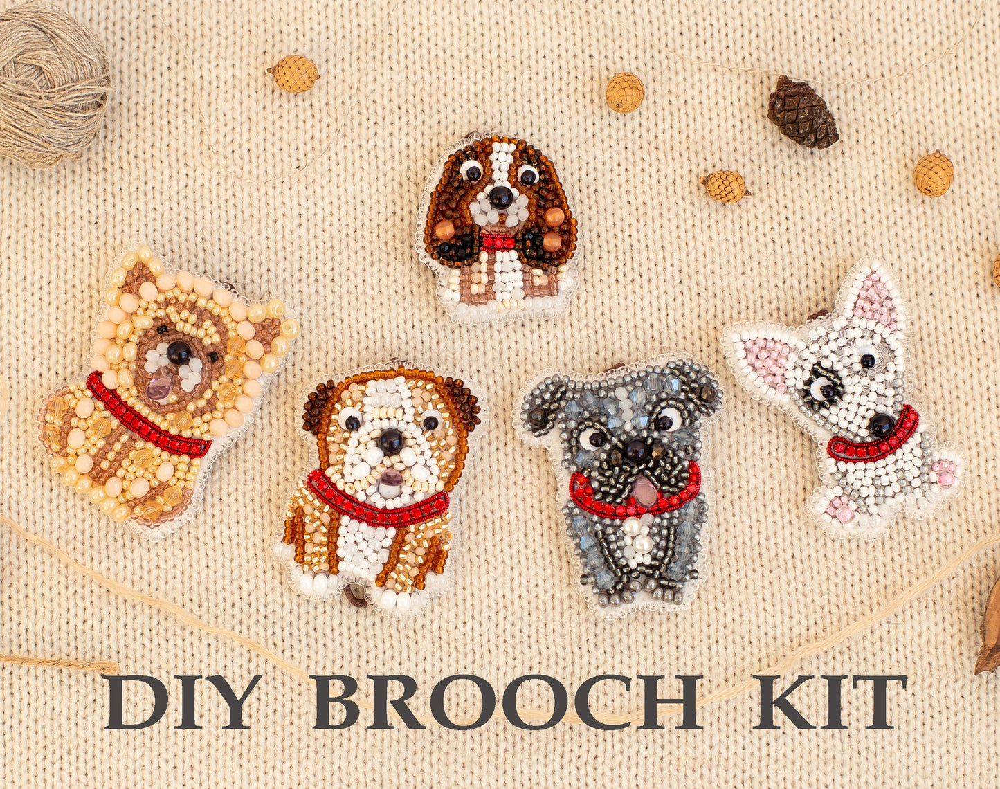 English Bulldog Bead embroidery kit. Seed Bead Brooch kit. DIY Craft kit. Beadweaving Kit. Needlework beading. Handmade Jewelry Making Kit