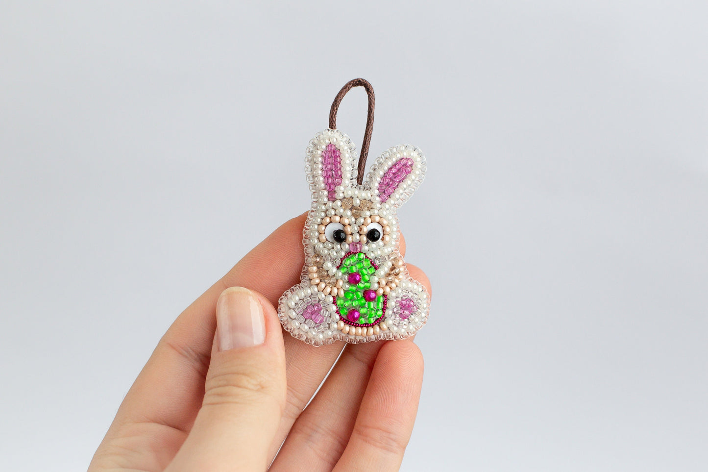 Easter Bunny with Egg Bead embroidery kit. Seed Bead Brooch kit. DIY Craft kit. Beading kit. Needlework beading. Handmade Jewelry Making Kit