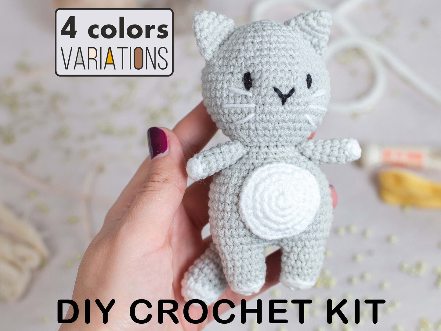 Crochet Kit for Adults Cat, Beginner Crochet Kit, Animal Amigurumi DIY Craft Kit