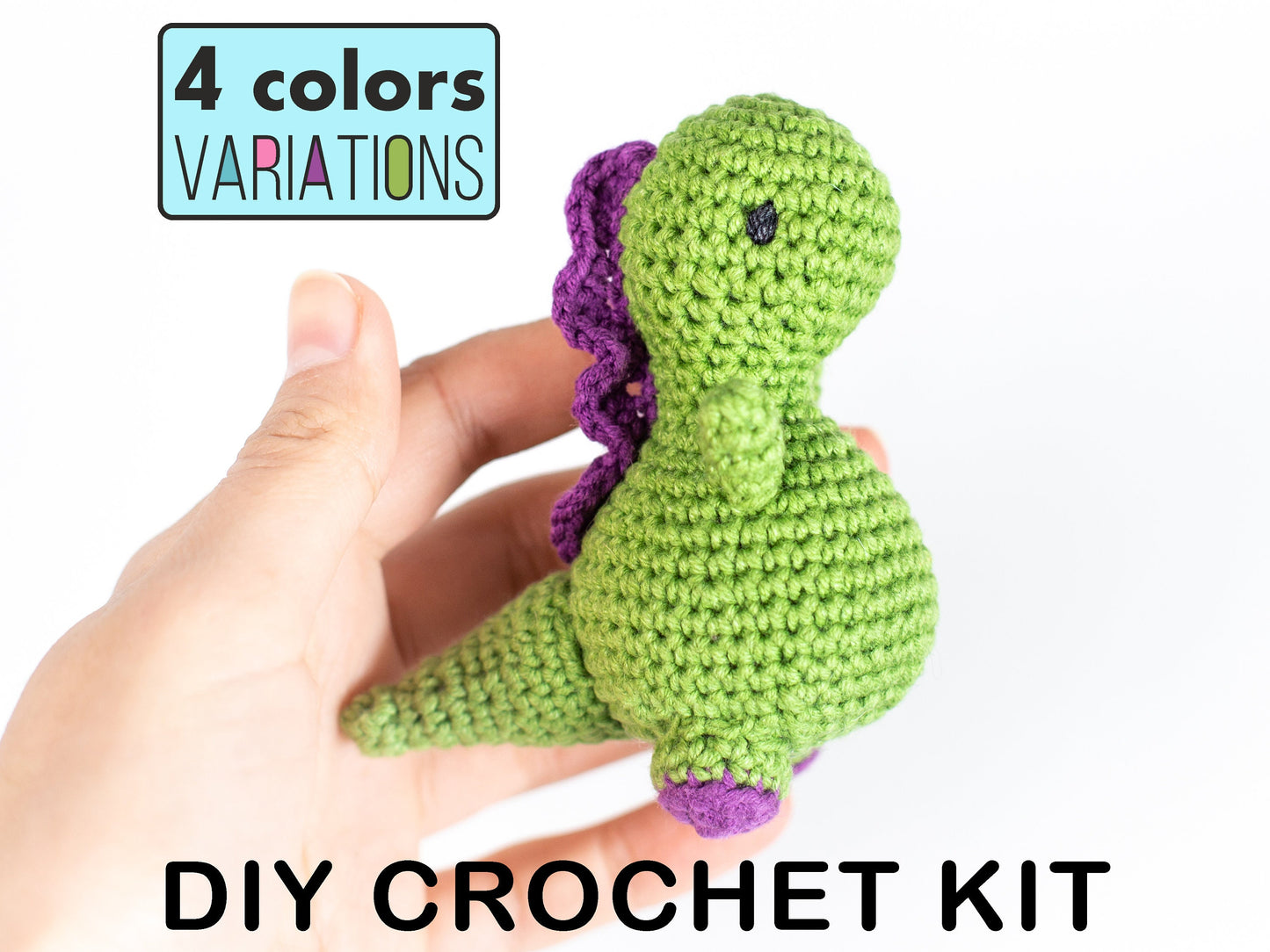 Crochet Kit for Adults Dinosaur, Beginner Crochet Kit, Animal Amigurumi DIY Craft Kit
