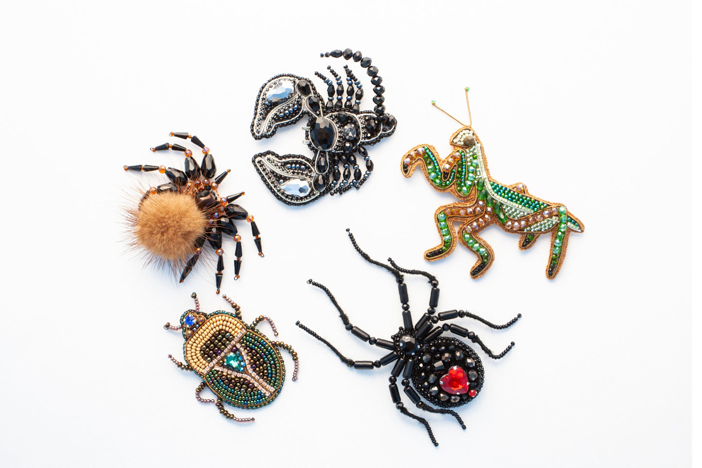 Set of 5 DIY Beaded Brooches Kits, Craft kits, Beaded Insects Brooches, Jewelry Making Kits for Adults, Needlework beading