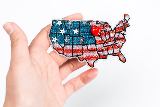 USA Map Bead embroidery kit. Seed Bead Brooch kit. DIY Craft kit. Beadweaving Kit. Needlework beading. Handmade Jewelry Making Kit