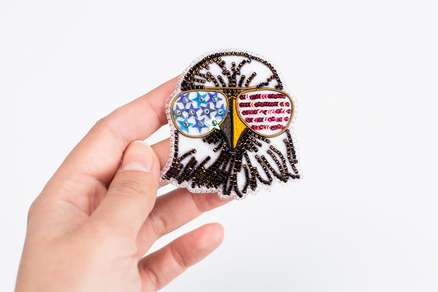 American Eagle Bead embroidery kit. Seed Bead Brooch kit. DIY Craft kit. Beadweaving Kit. Needlework beading. Handmade Jewelry Making Kit